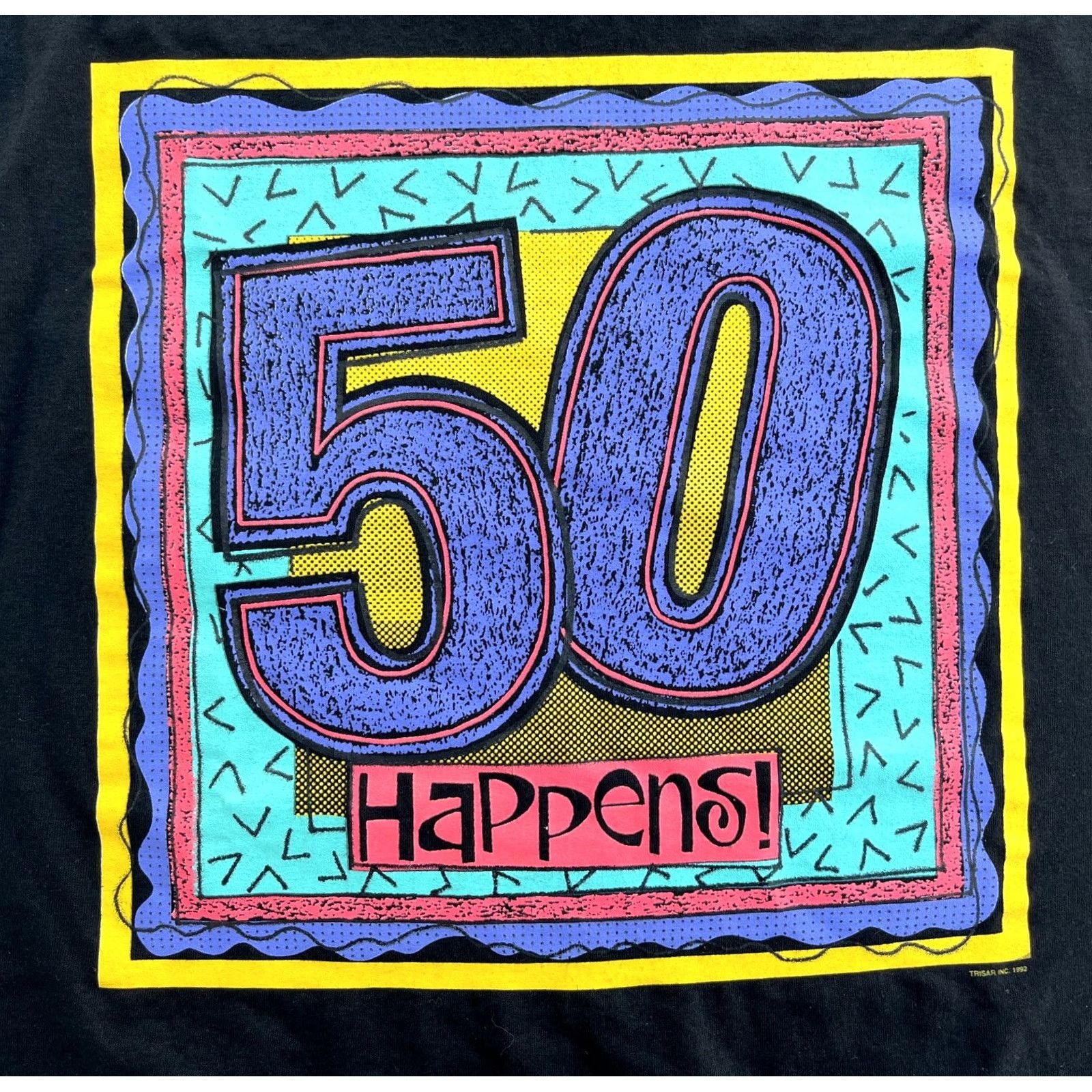 Hanes Hanes Heavyweight 50/50 Men's Vintage T-Shirt XL Black, Short Sleeve Crew Neck, Made in USA, 1990s Birthday Theme, Size XL Mens Size US XL / EU 56 / 4 - 4 Thumbnail