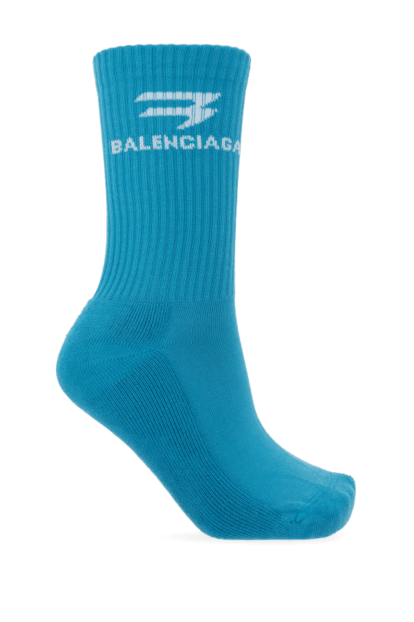 Balenciaga o1s1rm1225 Size: S / Sporty B Tennis Socks in Blue Size ONE SIZE - 1 Thumbnail