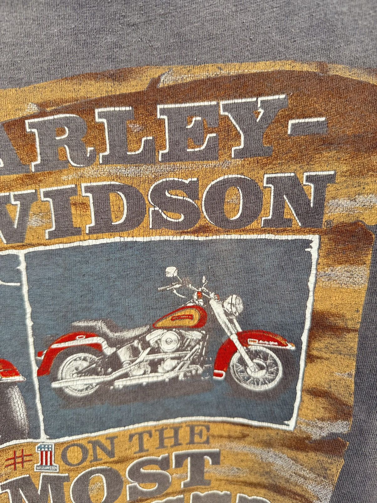 Harley Davidson Thrashed 80s Harley Davidson Most Wanted Sun Faded Grunge T Size US M / EU 48-50 / 2 - 10 Thumbnail