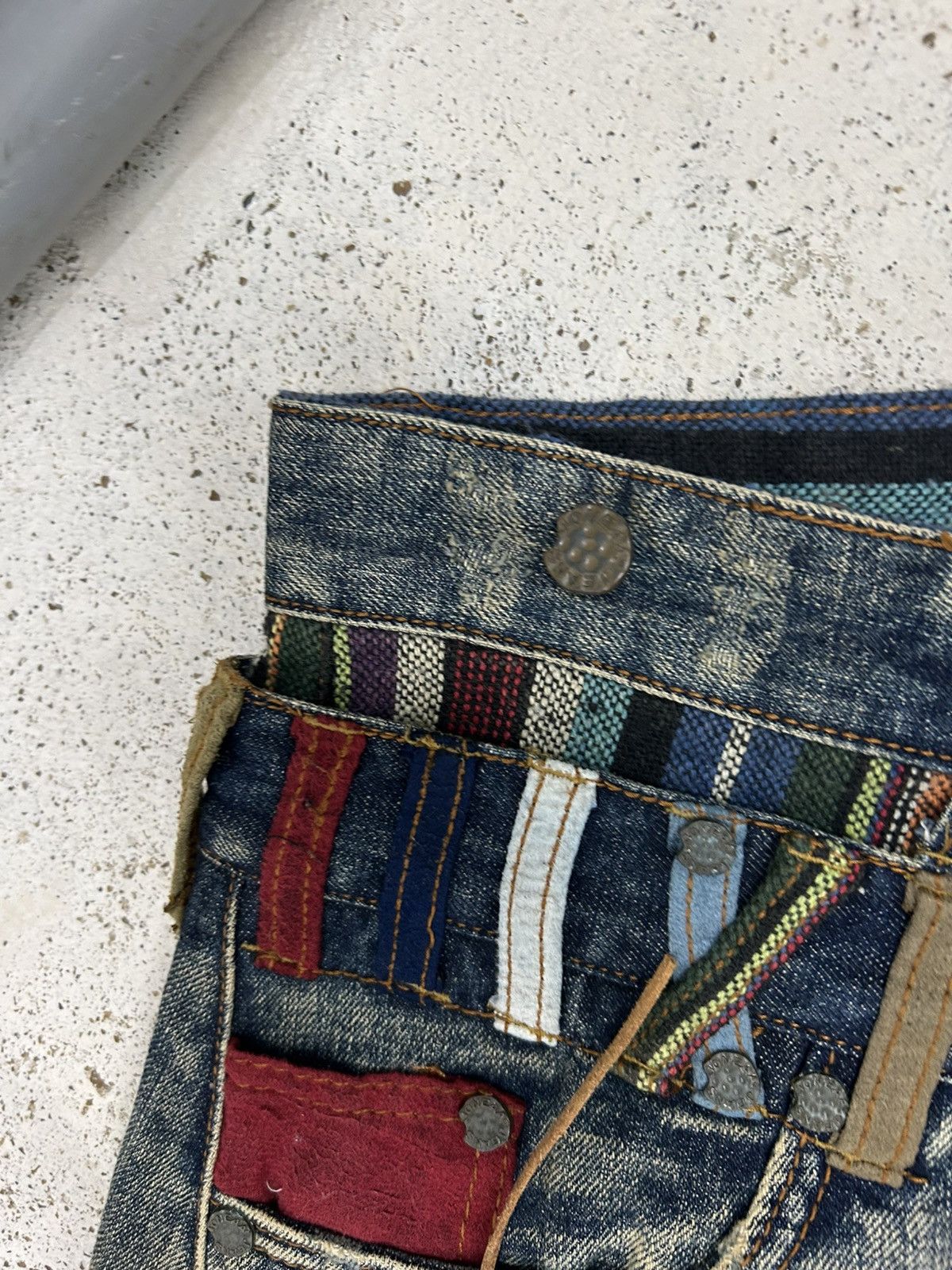 GOSTAR DE FUGA Vintage Joneaa Denim Double Waist Engineer Mud Washed Size US 31 - 14 Thumbnail