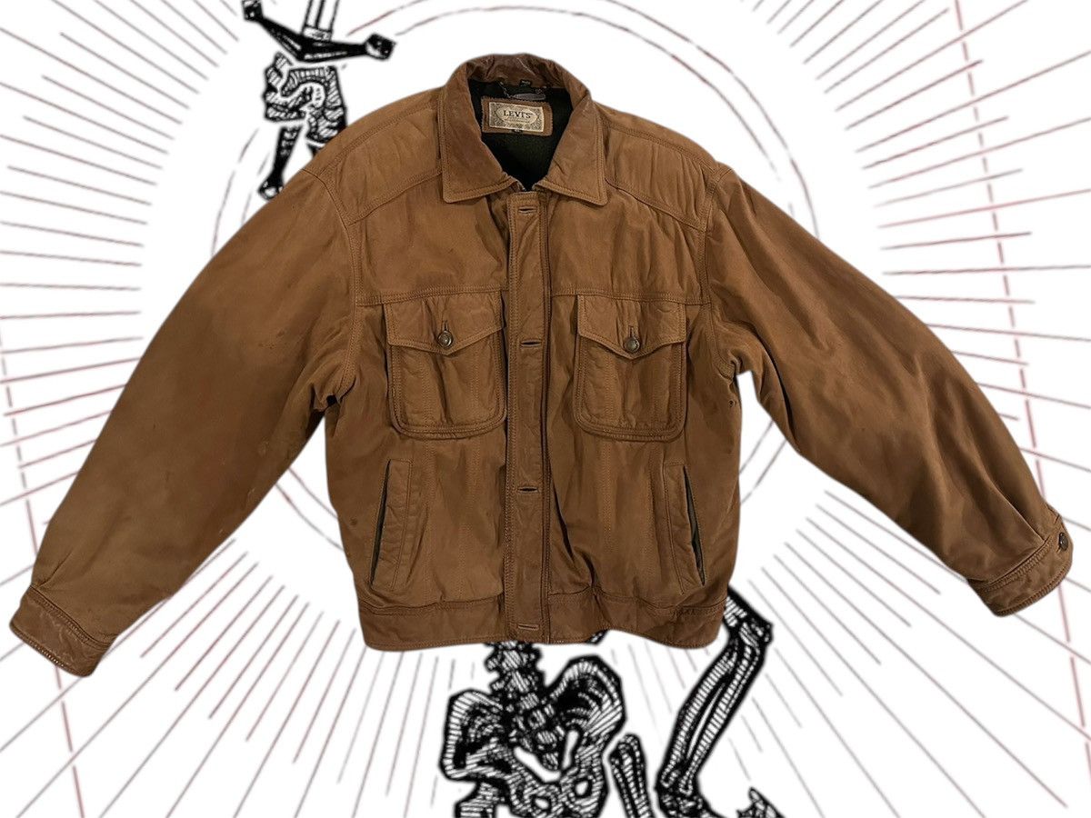 Levi's XL Levis Leather Trucker Jacket Size US XL / EU 56 / 4 - 1 Thumbnail