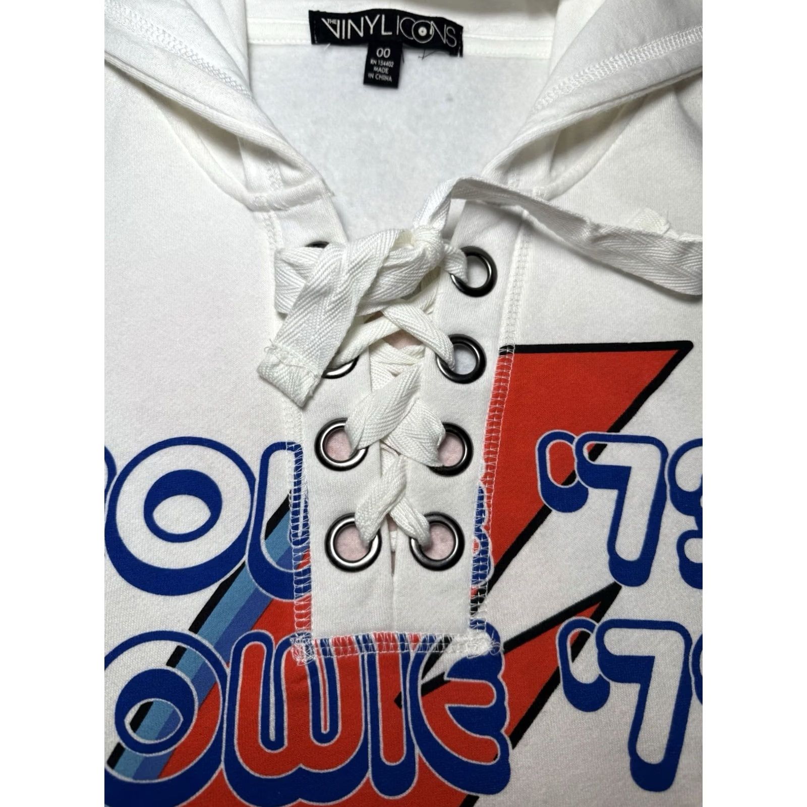 Vintage VINTAGE David Bowie THE VINYL ICONS Hoodie Pullover White 00 Women World Tour Bowie Logo Long Sleeve Regular Size 00 Size XXS / US 00 / IT 34 - 4 Thumbnail