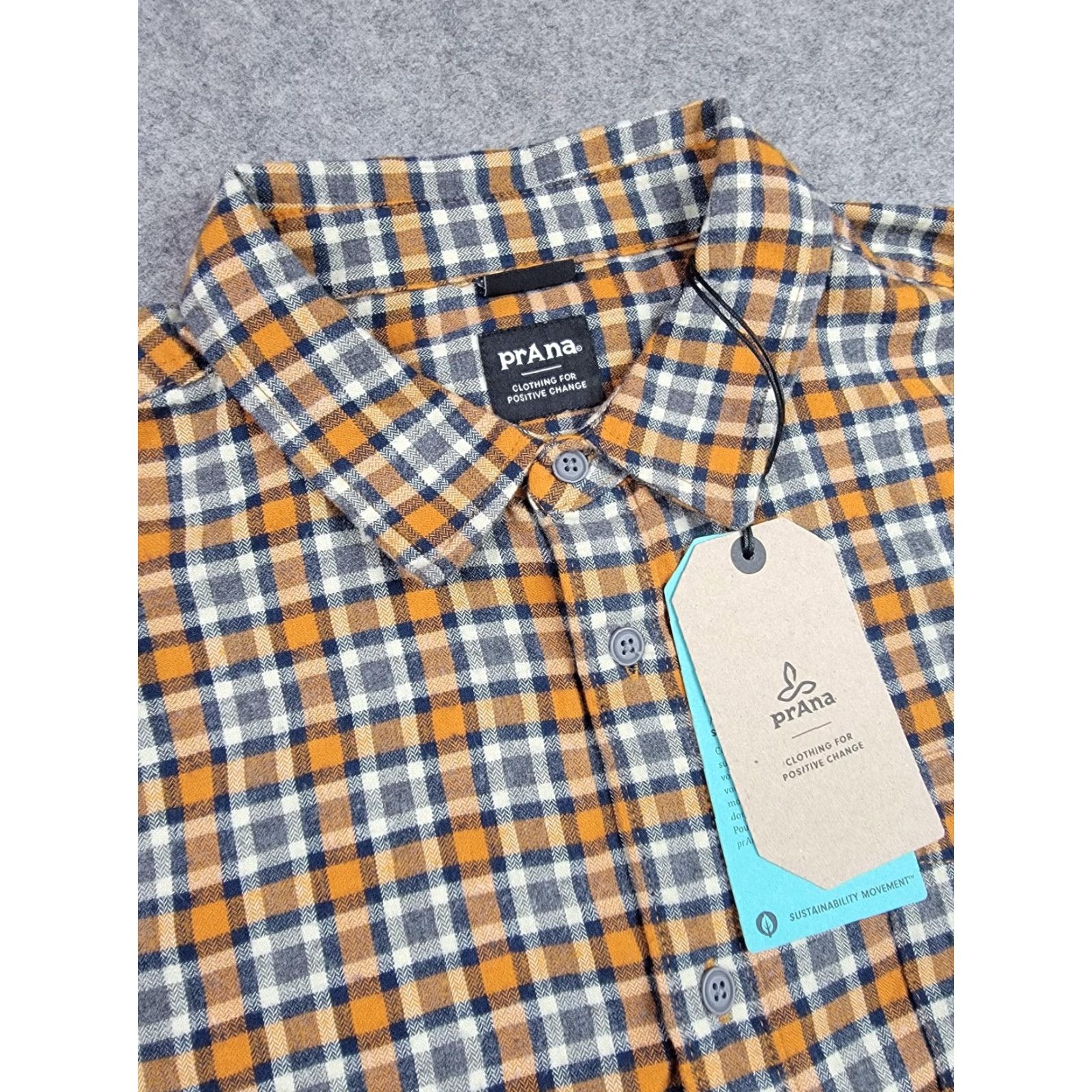 Prana prAna Los Feliz Flannel Shirt Mens Medium Pecan Pie Plaid Organic Cotton NWT Size US M / EU 48-50 / 2 - 2 Thumbnail