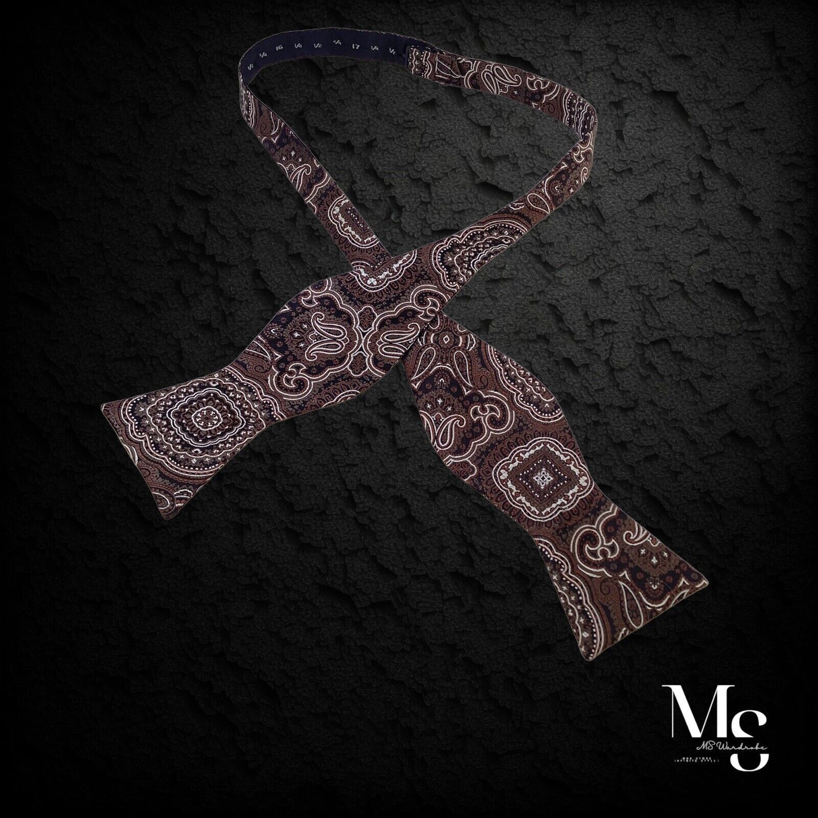 Other Beautiful Brown Paisley Adjustable Self Bow Tie Silk W:2.6" Size ONE SIZE - 1 Thumbnail