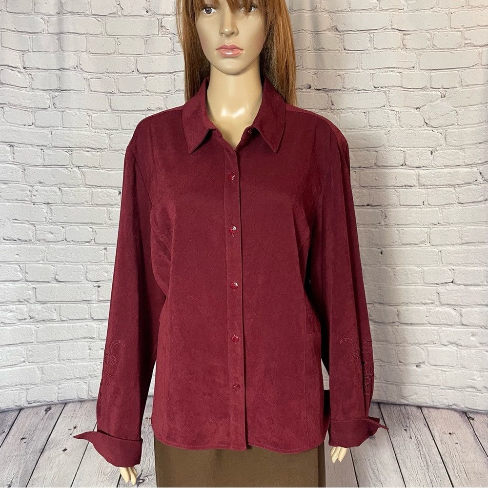 Other Norton McNaughton Bordo Wine Faux Suede Sleeve Embroidered Size XXL / US 16-18 / IT 52-54 - 1 Thumbnail