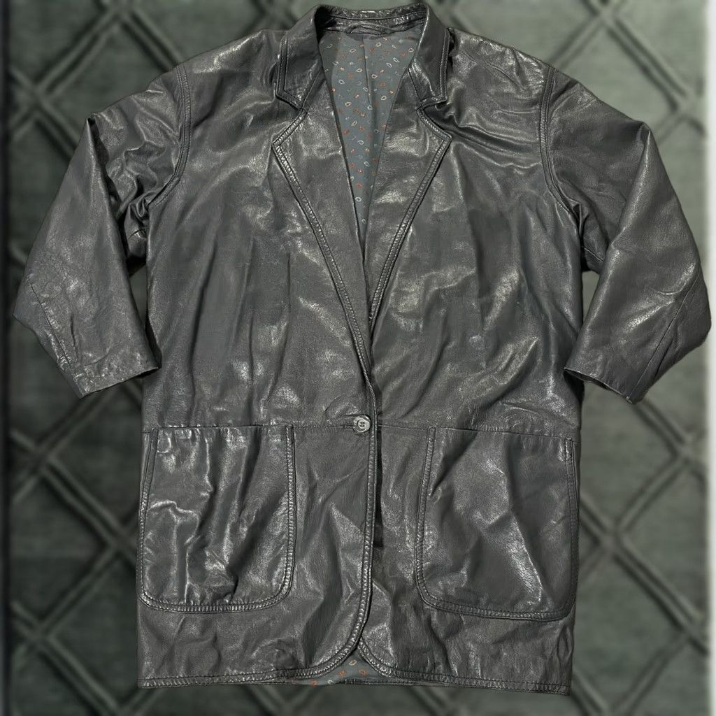 Bally VINTAGE Bally Leather Grey Women's Jacket Regular Size 6 Short Sleeve Collared Blazer Size M / US 6-8 / IT 42-44 - 1 Thumbnail