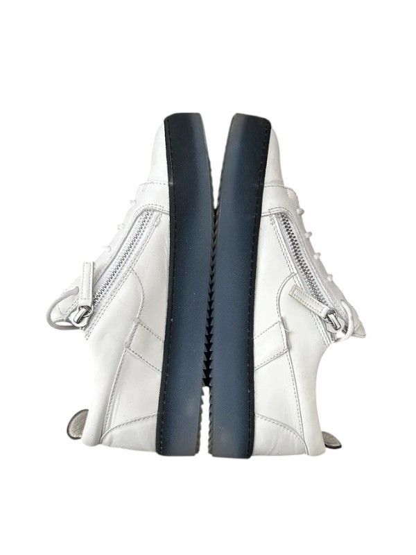 Giuseppe Zanotti Giuseppe Zanotti White Leather Low-Top Zip Sneakers, c.2010s Size US 10 / EU 43 - 1 Thumbnail