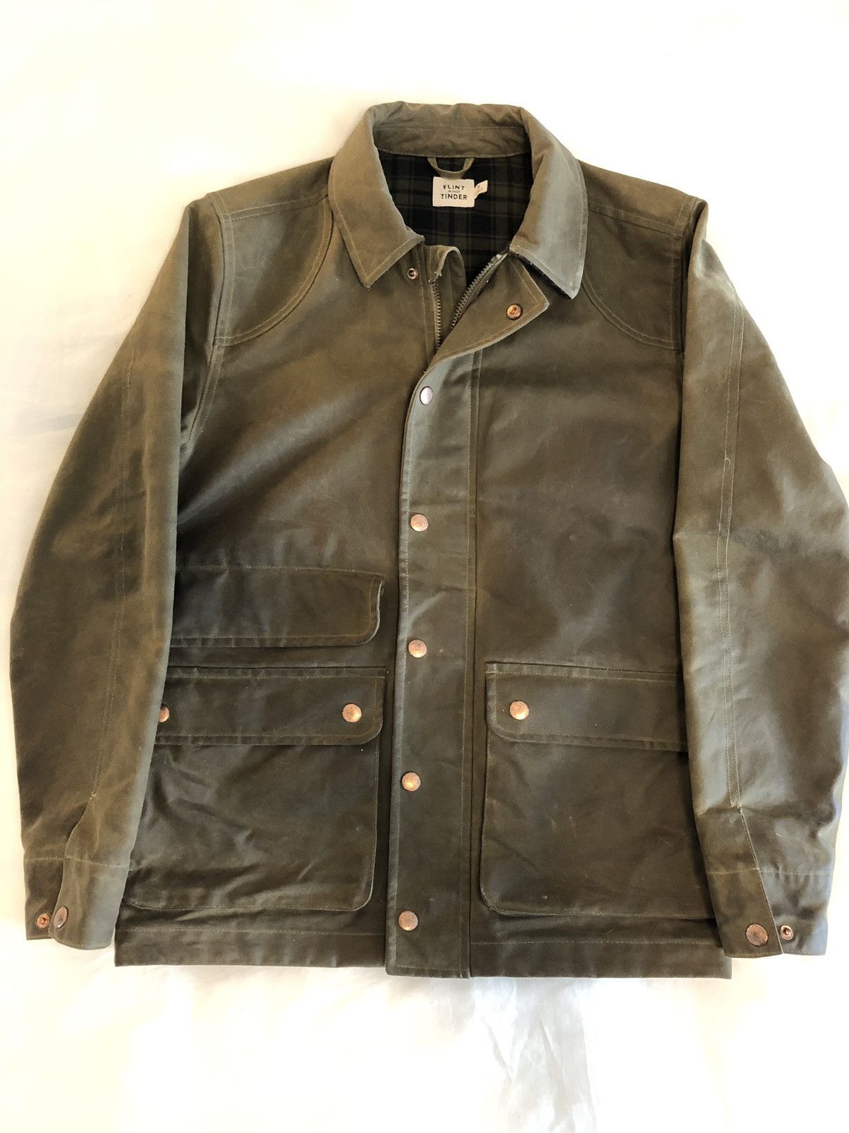 Flint And Tinder FLINT AND TINDER FlannelLined Waxed Hudson Jacket
