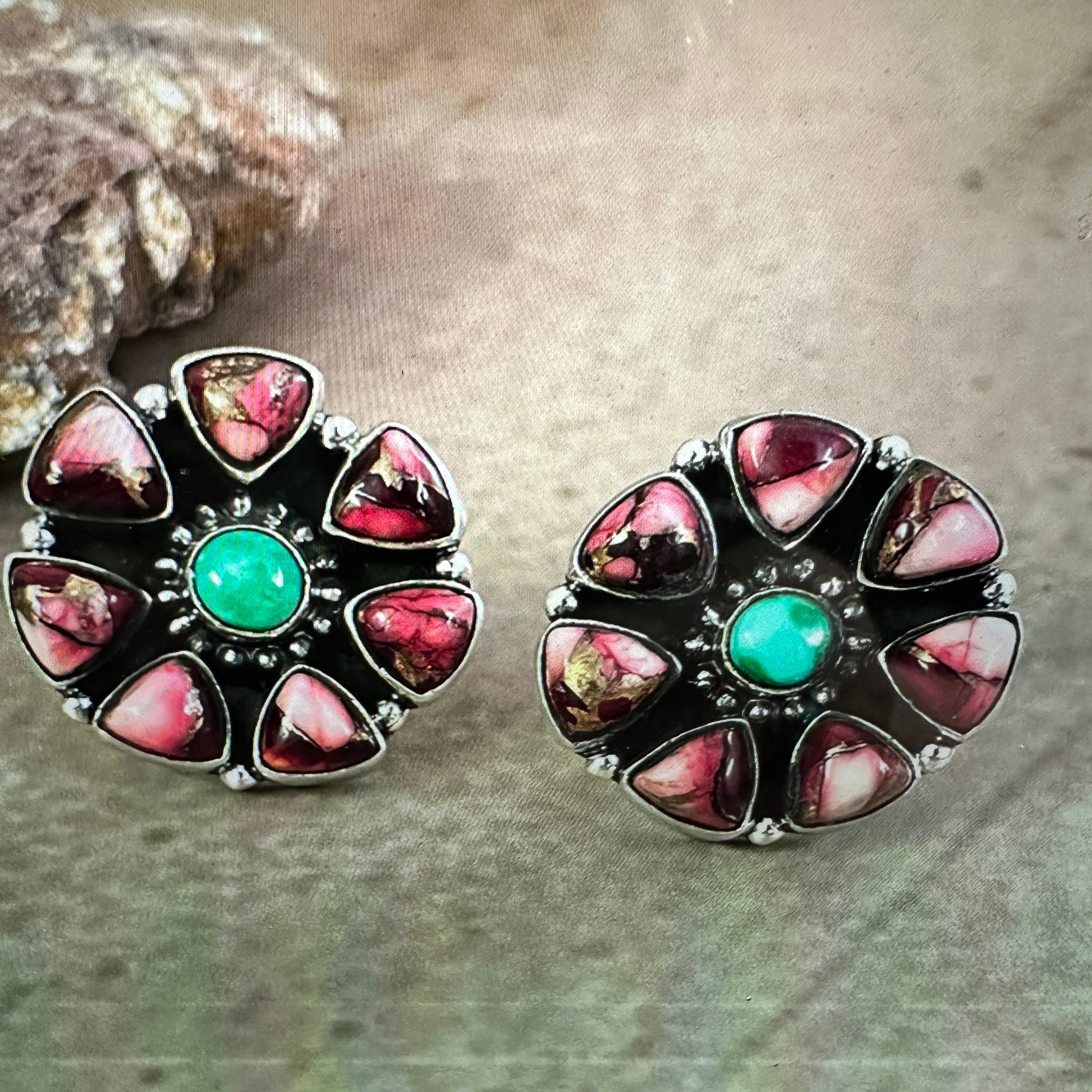 Other Handmade Sterling Silver Red Rose Dahlia With Emerald Valley Size ONE SIZE - 8 Thumbnail