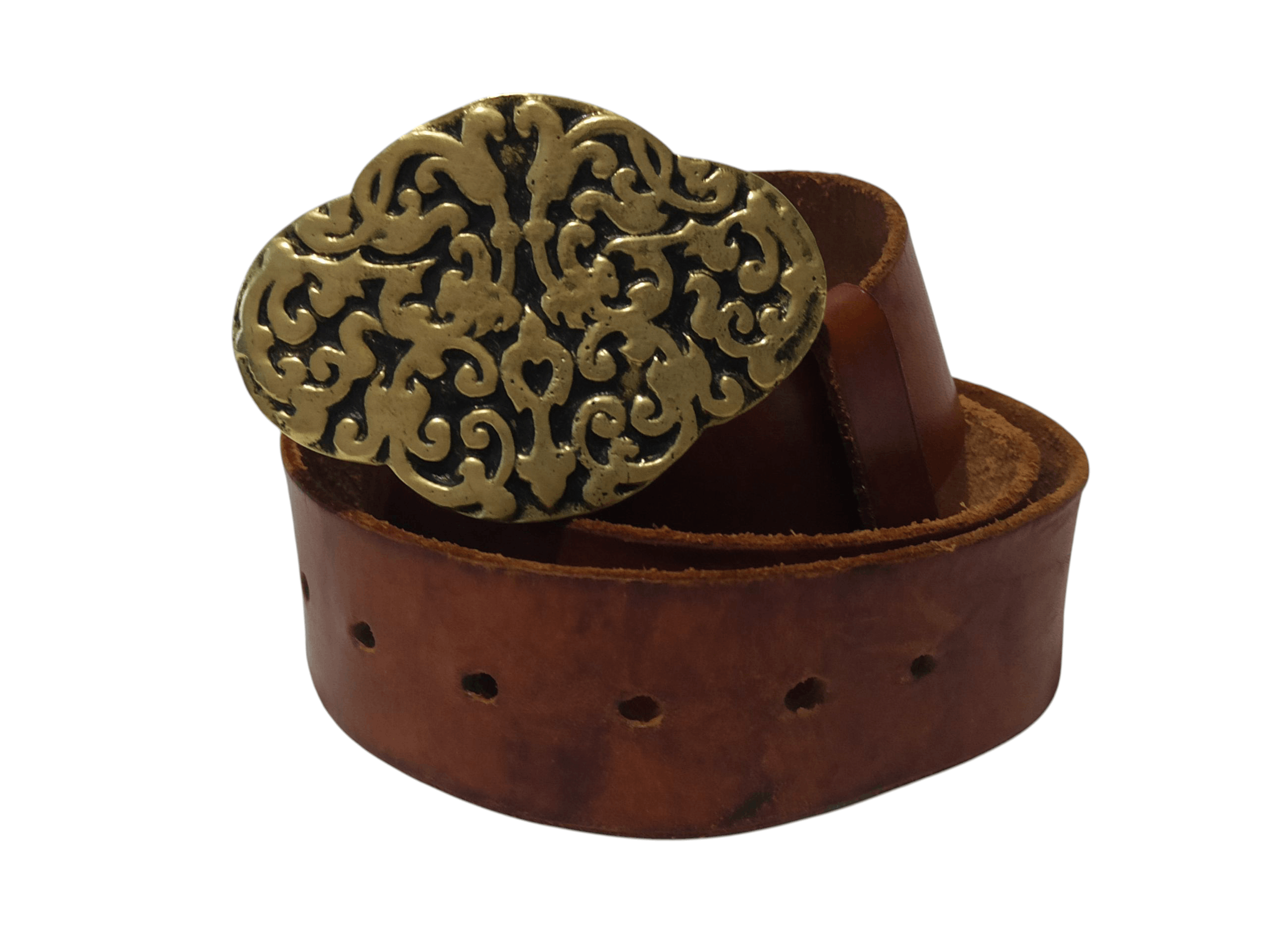 Other Vintage Leather Belt with Solid Brass Buckle Size ONE SIZE - 2 Thumbnail
