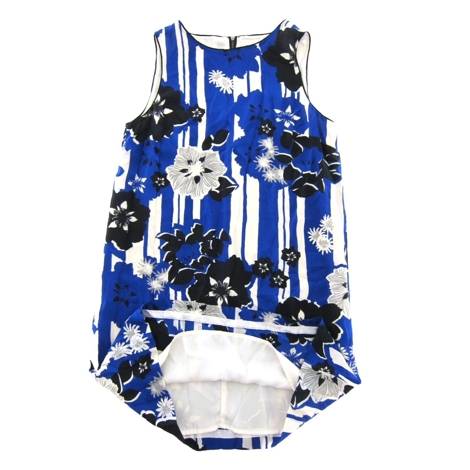 Vintage NWT Maeve Anthropologie Canna Blue Black Floral Silk Shift Tank Dress 8 Size M / US 6-8 / IT 42-44 - 5 Thumbnail