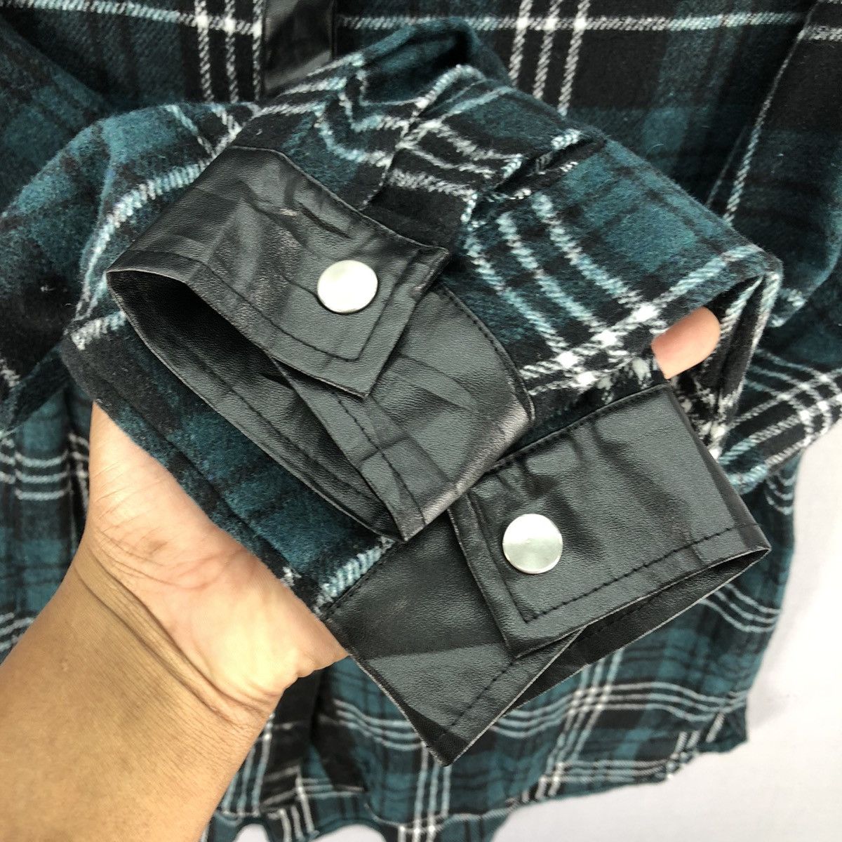 Japanese Brand Vintage Flannel Green Tartan Check Snap Button up by Gorge Size M / US 6-8 / IT 42-44 - 10 Thumbnail