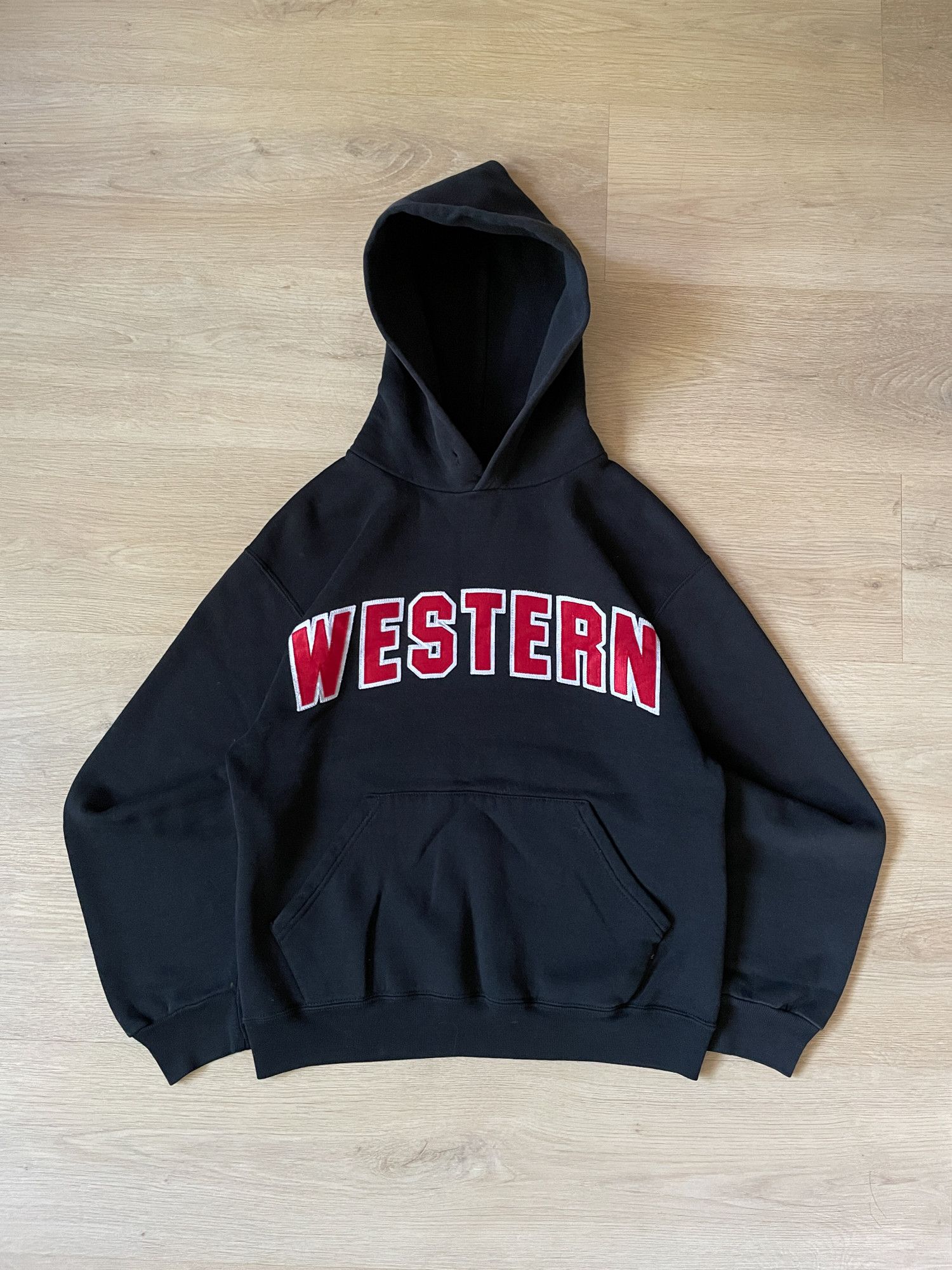 Russell Athletic × Vintage 2000s Boxy 'Western' Russell Athletic Hoodie Size US S / EU 44-46 / 1 - 1 Thumbnail