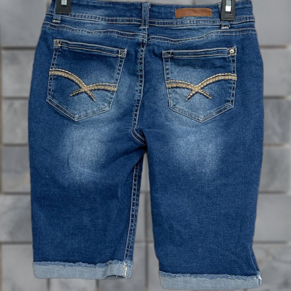 Vintage VINTAGE Wallflower Jorts Junior 5 Dark Blue Distressed Denim Cotton Casual Jeans Shorts Size 26" / US 2 / IT 38 - 1 Thumbnail
