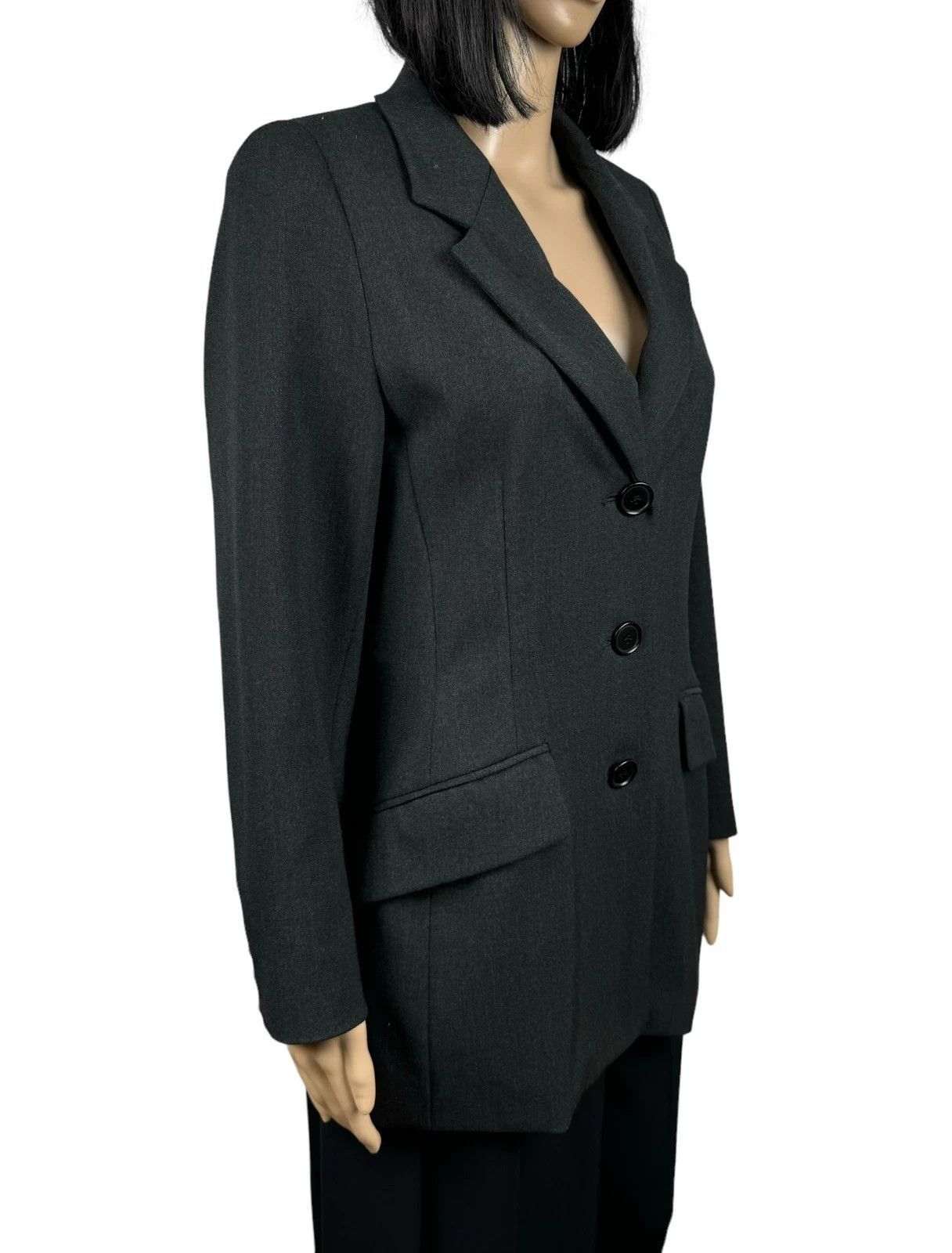 Sportmax Dark Grey Wool Polyamide Long Blazer UK10 US6