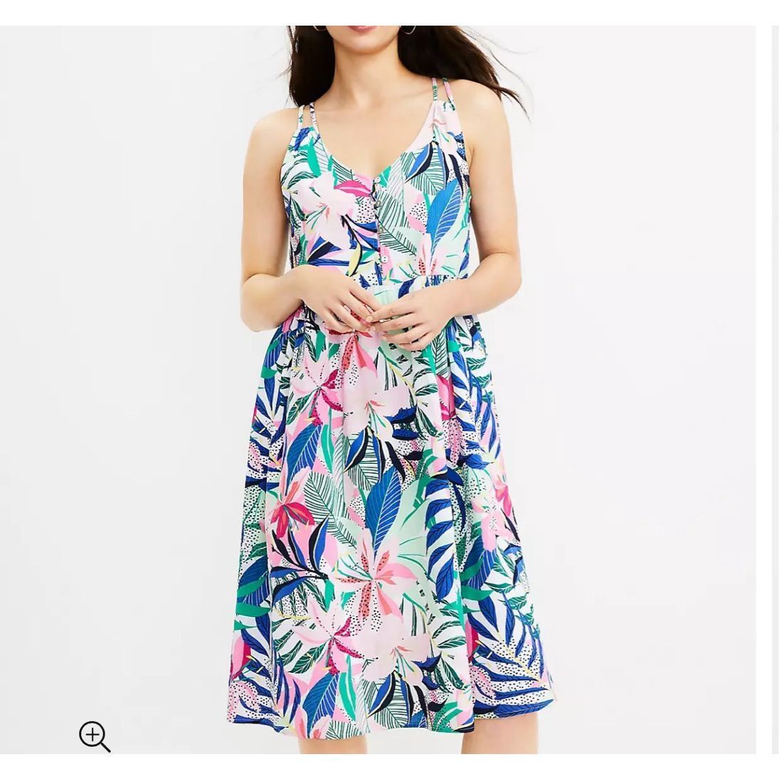 Loft NWOT Palm Double Strap Midi Dress sz 10