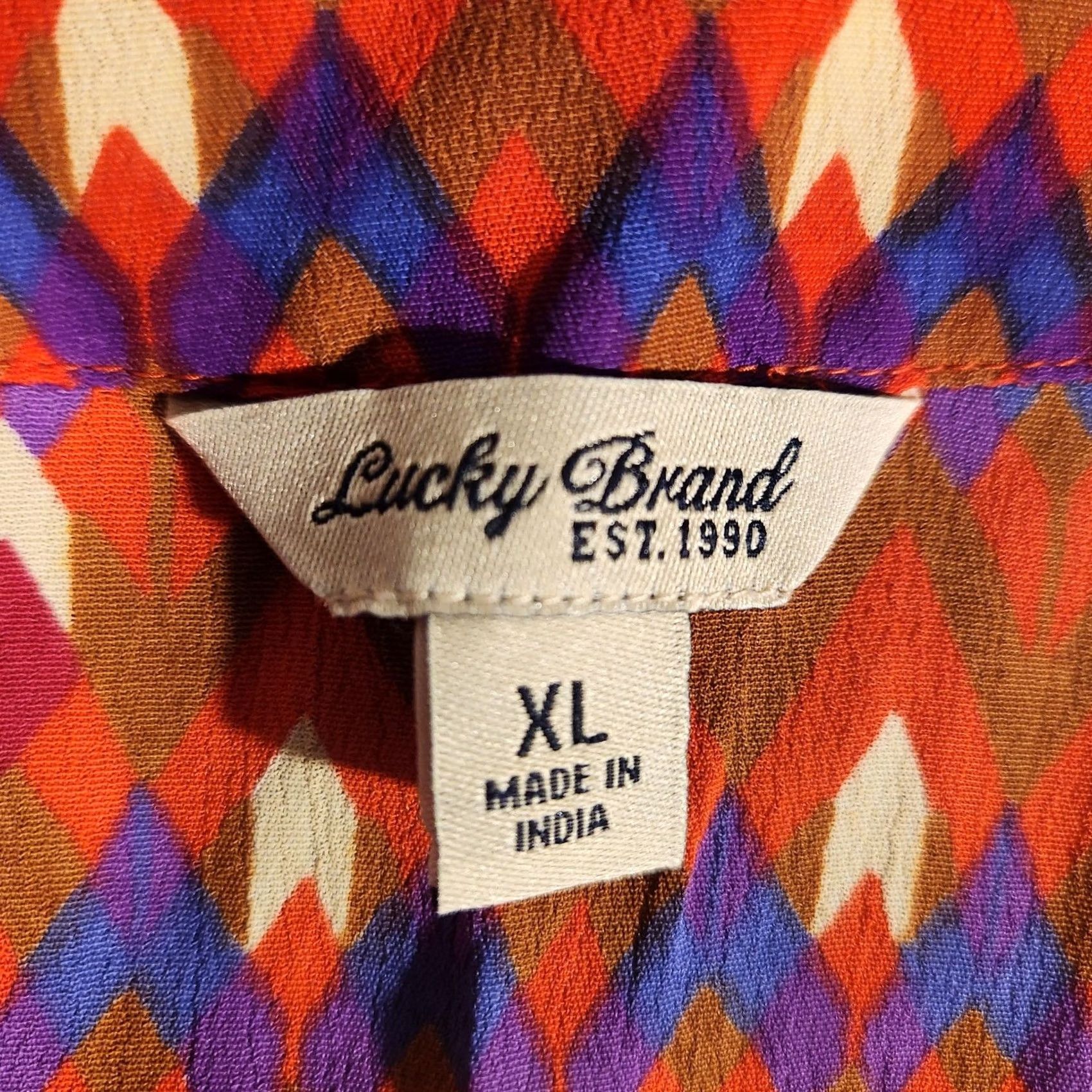 Lucky Brand VINTAGE? Lucky Brand Dress Womens XL Red Multi Racerback Sleeveless Pockets Geo Print Size XL / US 12-14 / IT 48-50 - 2 Thumbnail