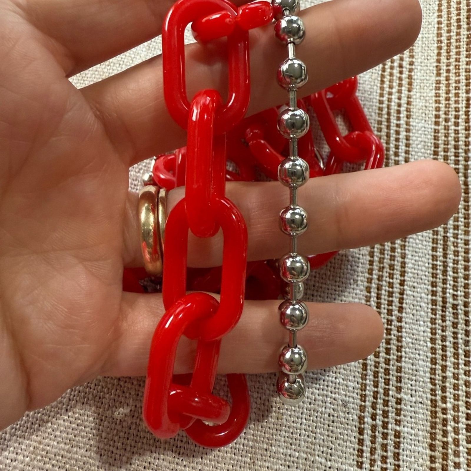 Other Silver Red Chain Belt Pants Jeans Chain Accessories Size ONE SIZE - 2 Thumbnail