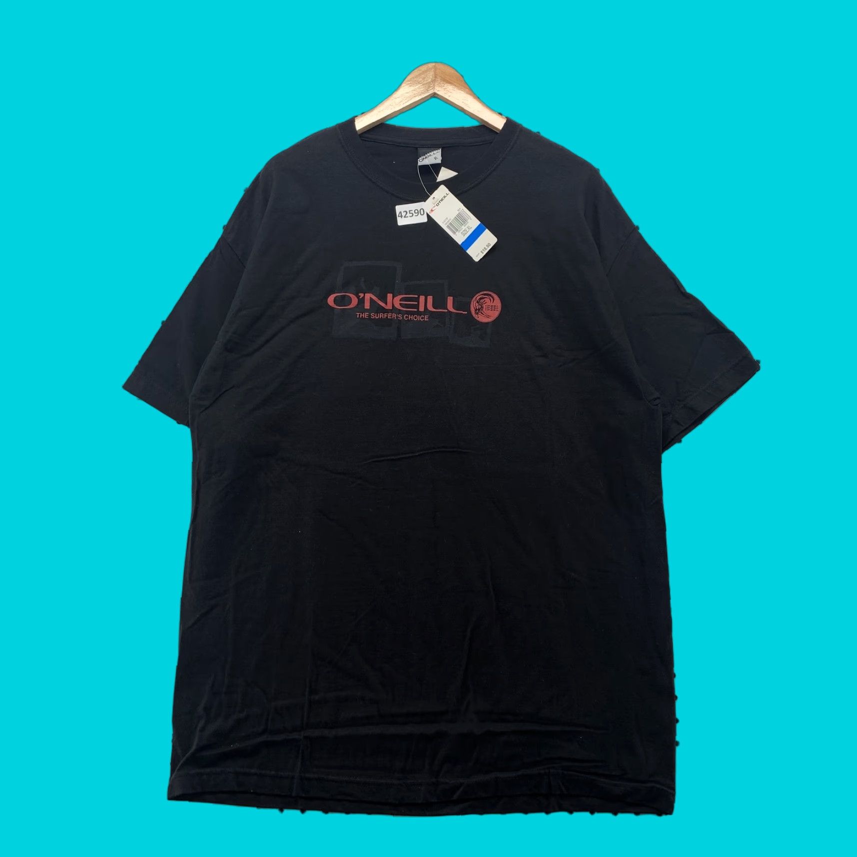 O'Neill VINTAGE O’Neill Shirt Men Black XL Short Sleeve Crew Neck Knit Cotton Logo Surf Skater NWT 90s Mens Size US XL / EU 56 / 4 - 1 Thumbnail