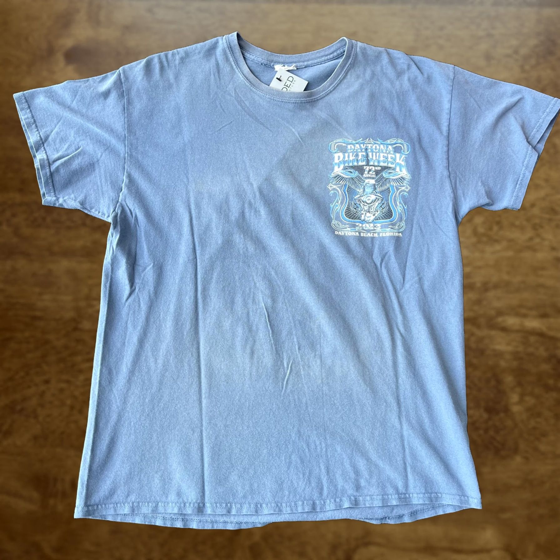 Ed Hardy VINTAGE Daytona Bike Week Shirt Mens L Blue 2013 72nd Annual Biker Motorcycle Event Eagle Graphic Print T-Shirt Ed Hardy Crew Neck Short Sleeve Cotton Size US L / EU 52-54 / 3 - 1 Thumbnail