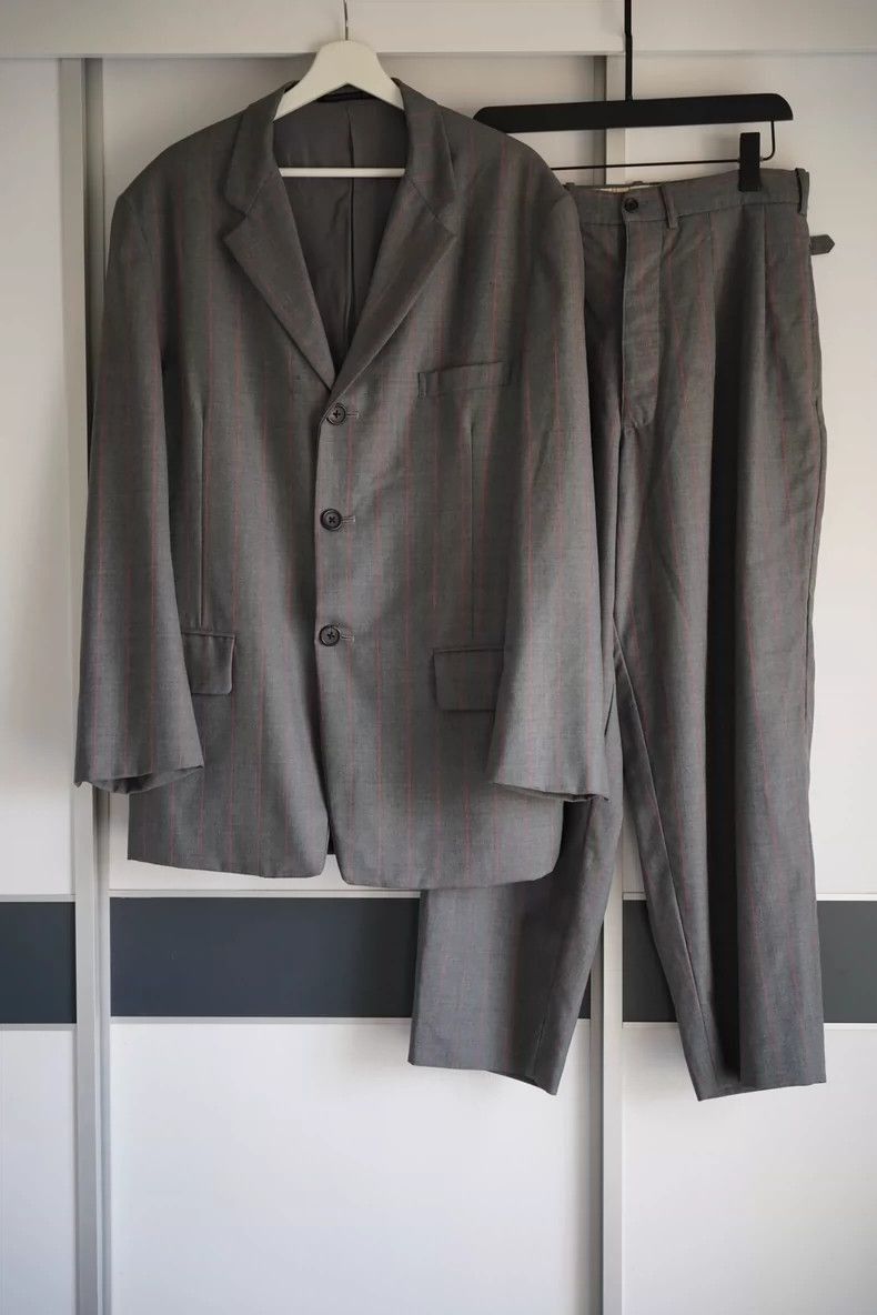 Yohji Yamamoto Yohji Yamamoto Yohji Yamamoto Gray Orange Stripe Suit Size US S / EU 44-46 / 1 - 1 Thumbnail