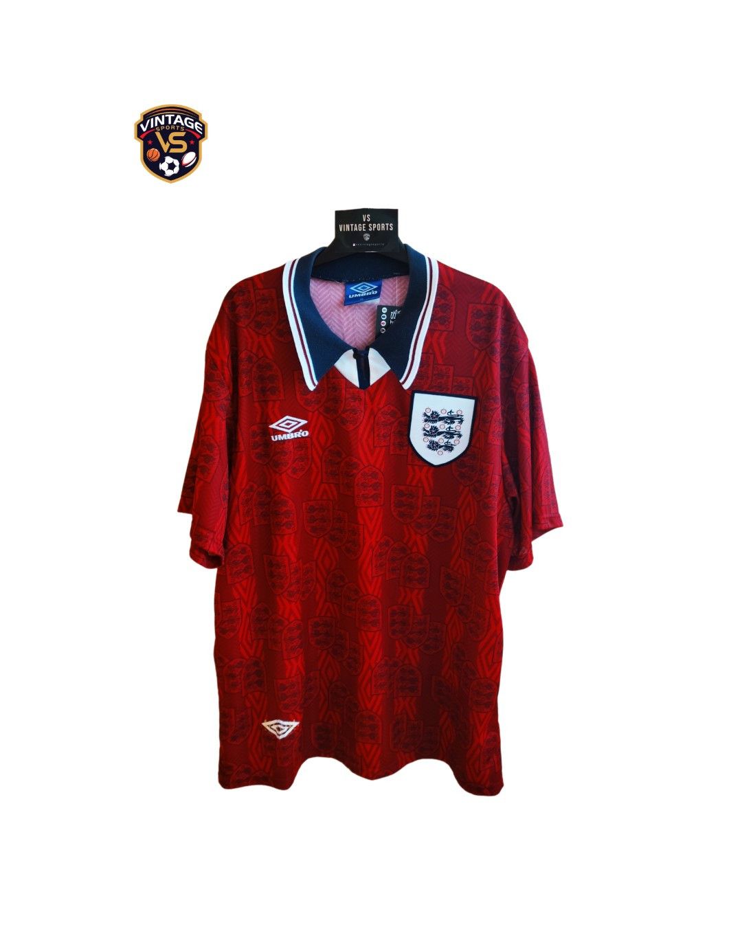 Image of Soccer Jersey x Umbro England 1993-1999 Soccer Away Jersey Umbro in Red, Men's (Size XL)