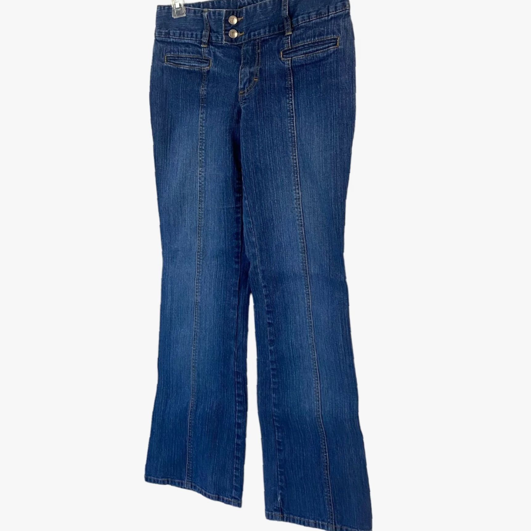 Vintage VINTAGE New York & Company Flare Jeans Womens Size 4 Blue Medium Wash Low-Rise Denim Jeans Size 27" / US 4 / IT 40 - 2 Thumbnail