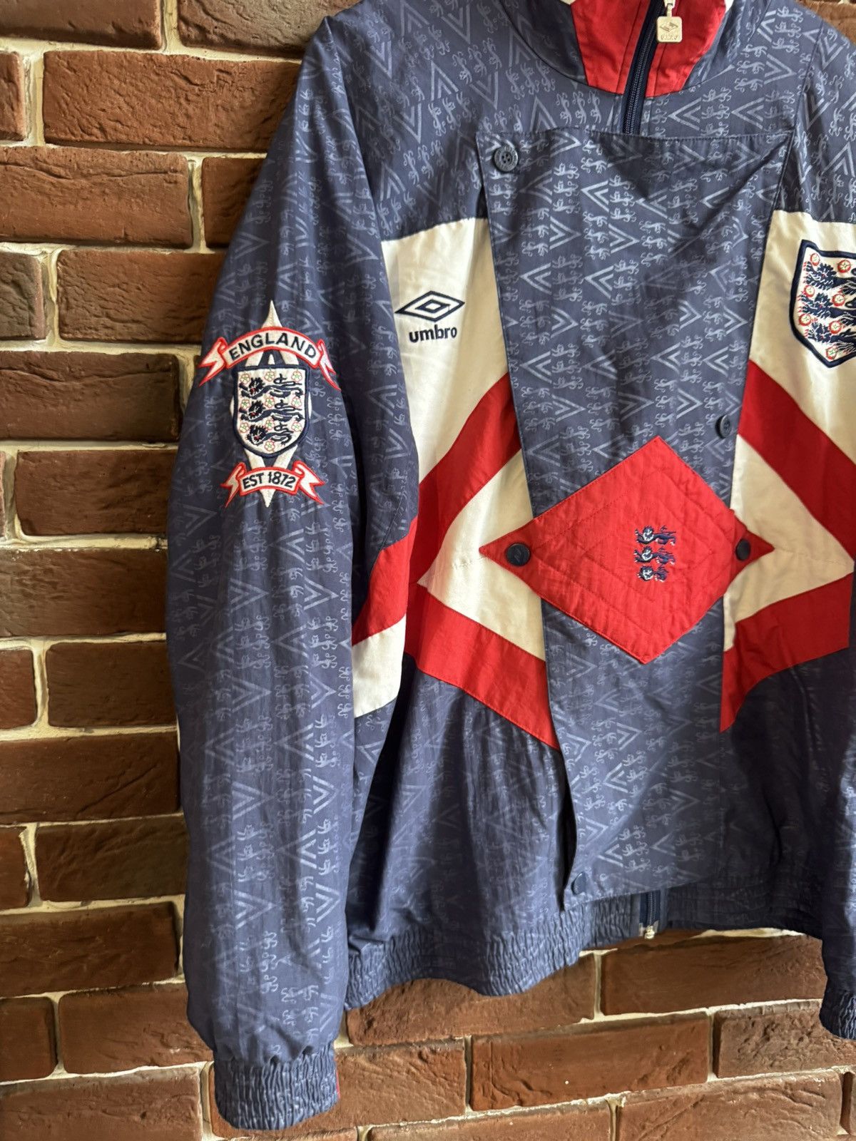 Umbro England 1990 1991 1992 tracksuit jacket bomber pre-match kit Size US L / EU 52-54 / 3 - 3 Thumbnail