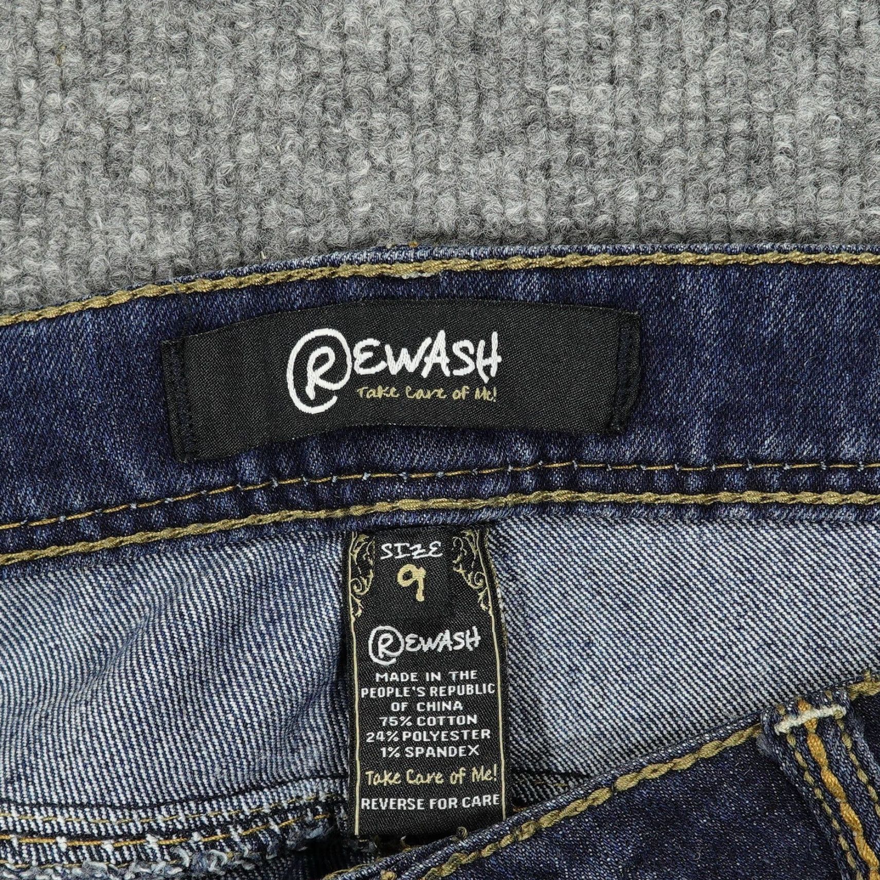 Vintage Rewash Jeans Womens 9 Bootcut Flare Stretch Denim Embroidered Dark Wash Blue Jeans Size 30" / US 8 / IT 44 - 7 Thumbnail