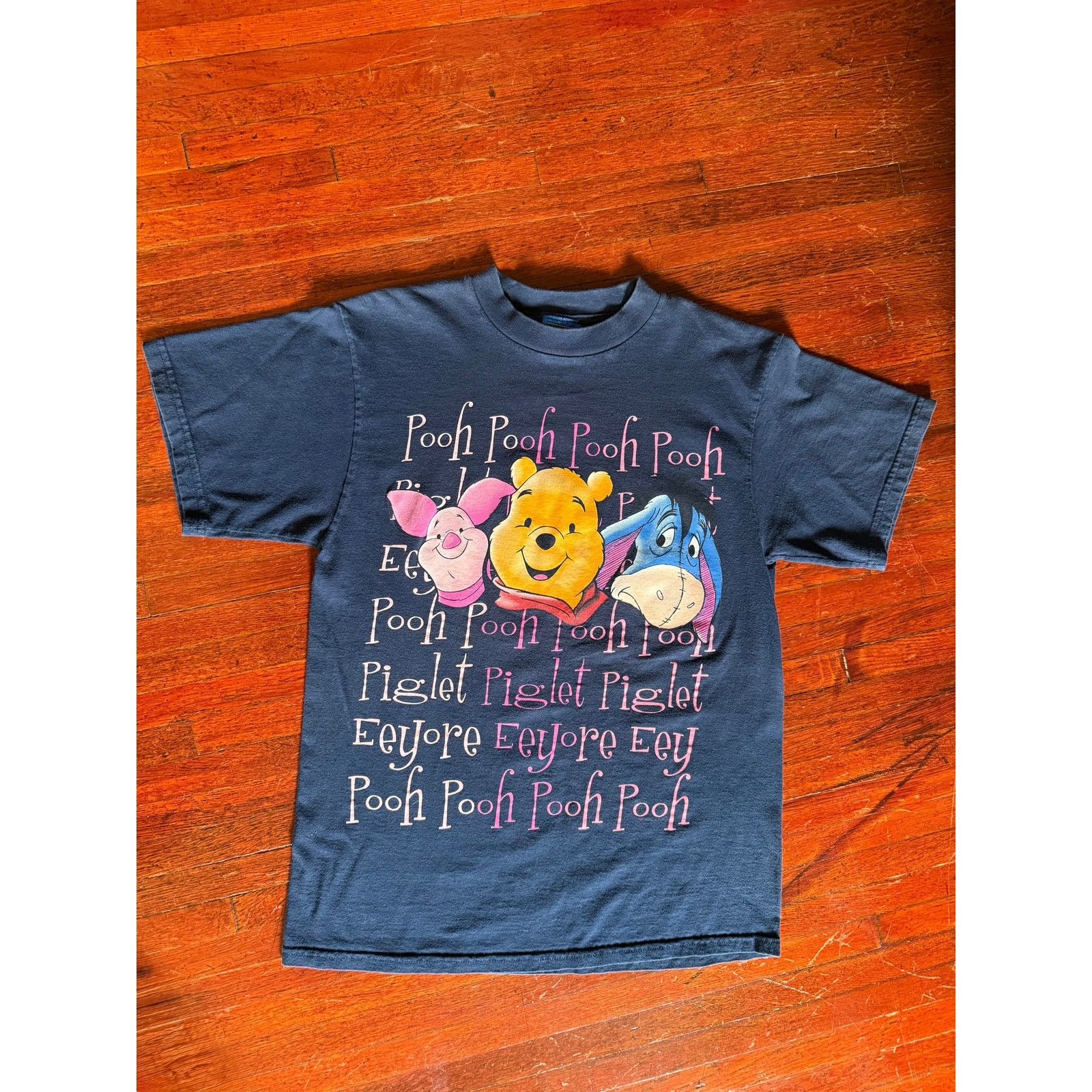 Disney Vintage Disney Pooh Blue Pink T Shirt Large Piglet Eeyore Size L / US 10 / IT 46 - 1 Thumbnail