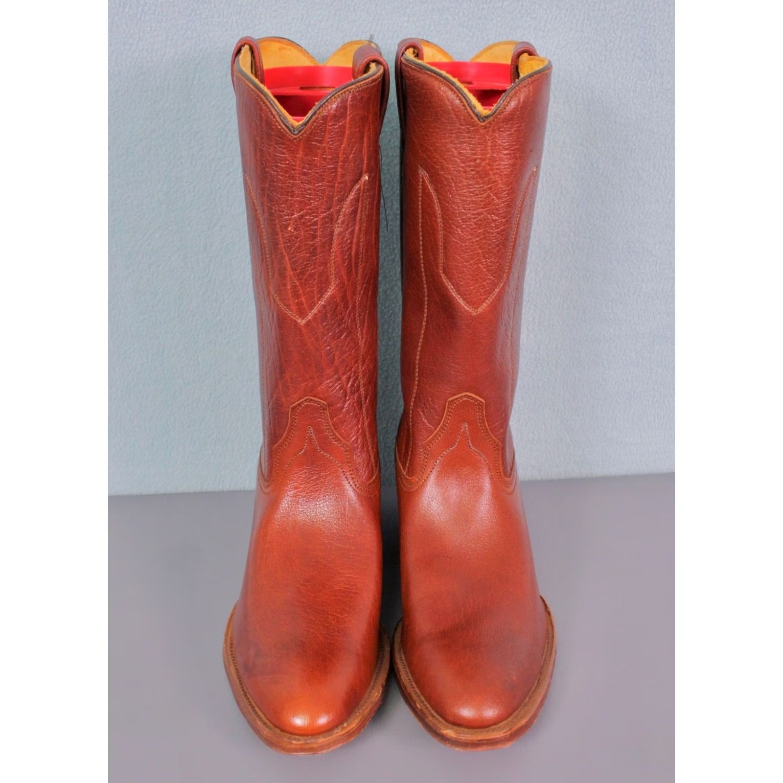 Vintage Texas Boots Men’s 70s VTG NOS Leather Pegged Reddish Brown 9 D Cowboy Boots Size US 9 / EU 42 - 2 Thumbnail