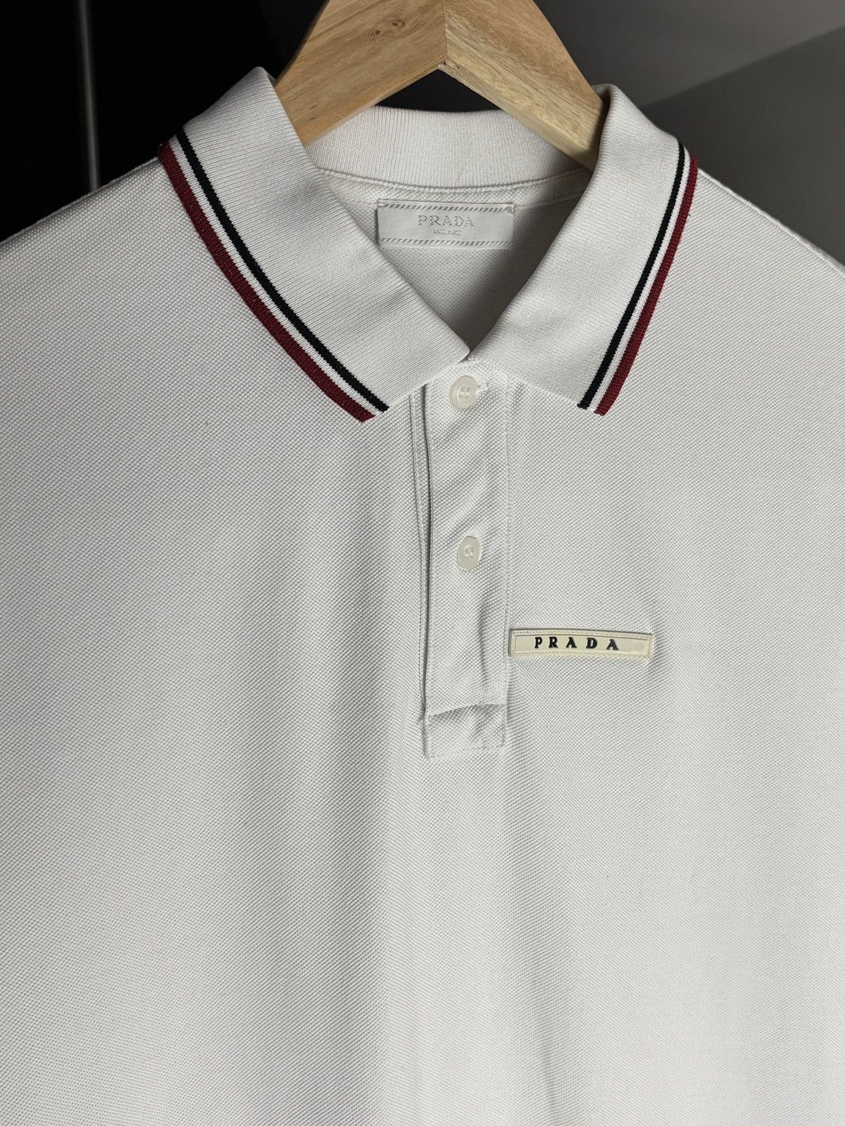 Prada Prada White Tab Luxury Polo Shirt Designer Vintage Size US L / EU 52-54 / 3 - 3 Thumbnail