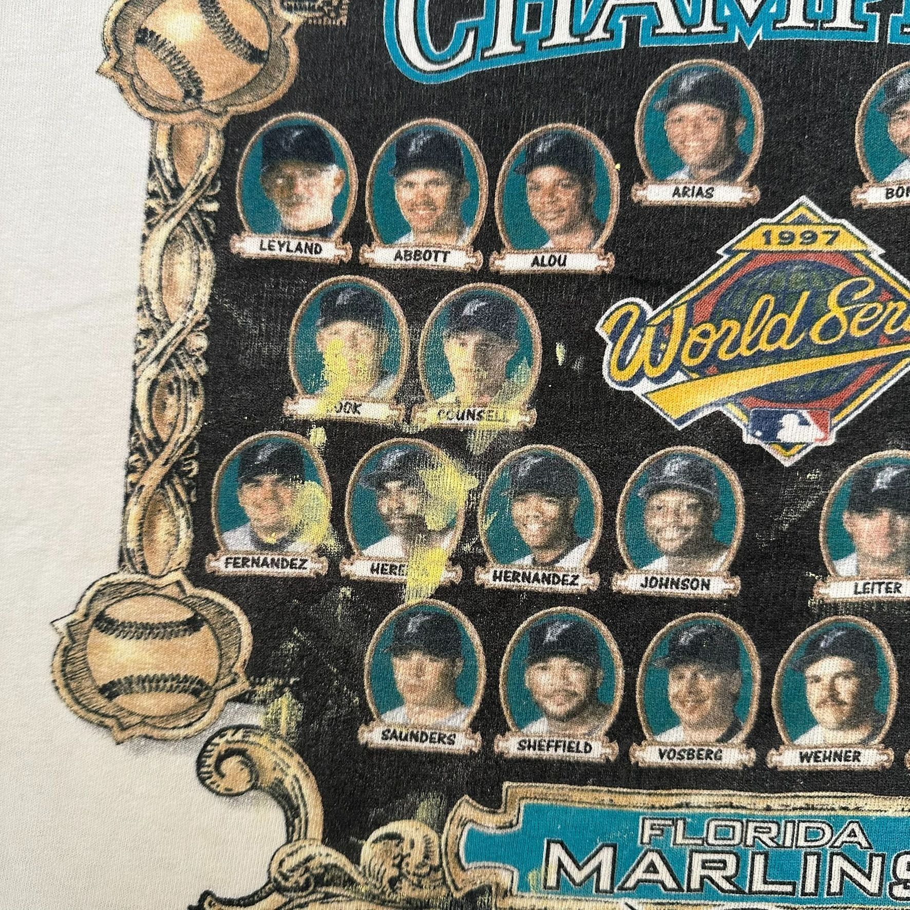Starter Vintage 90s Florida Miami Marlins T-Shirt 1997 World Series Size US XXL / EU 58 / 5 - 3 Thumbnail