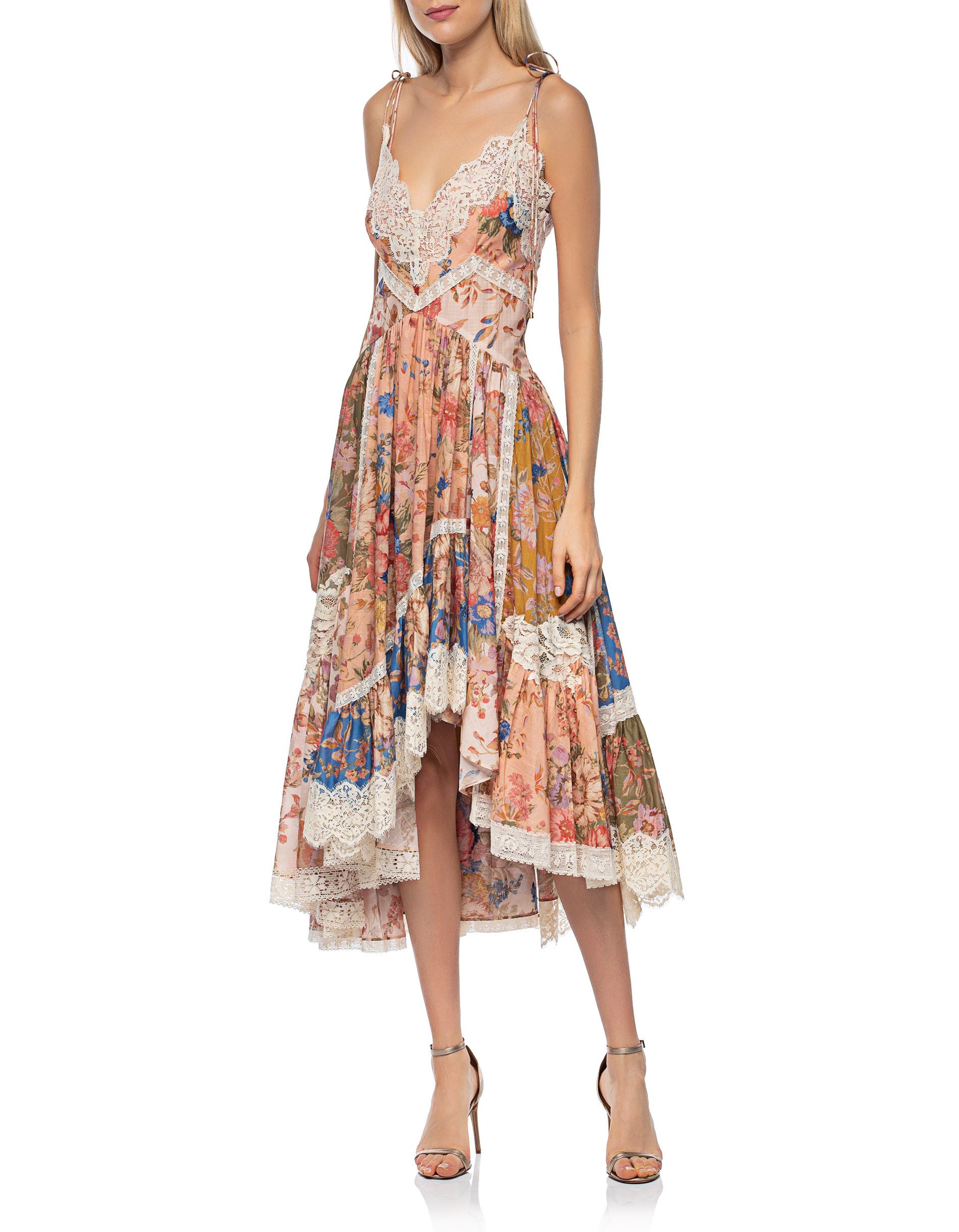 Zimmermann o1s22i1n1024 Lace Trimmed Asymmetric Dress in Multicolor Size M / US 6-8 / IT 42-44 - 2 Thumbnail