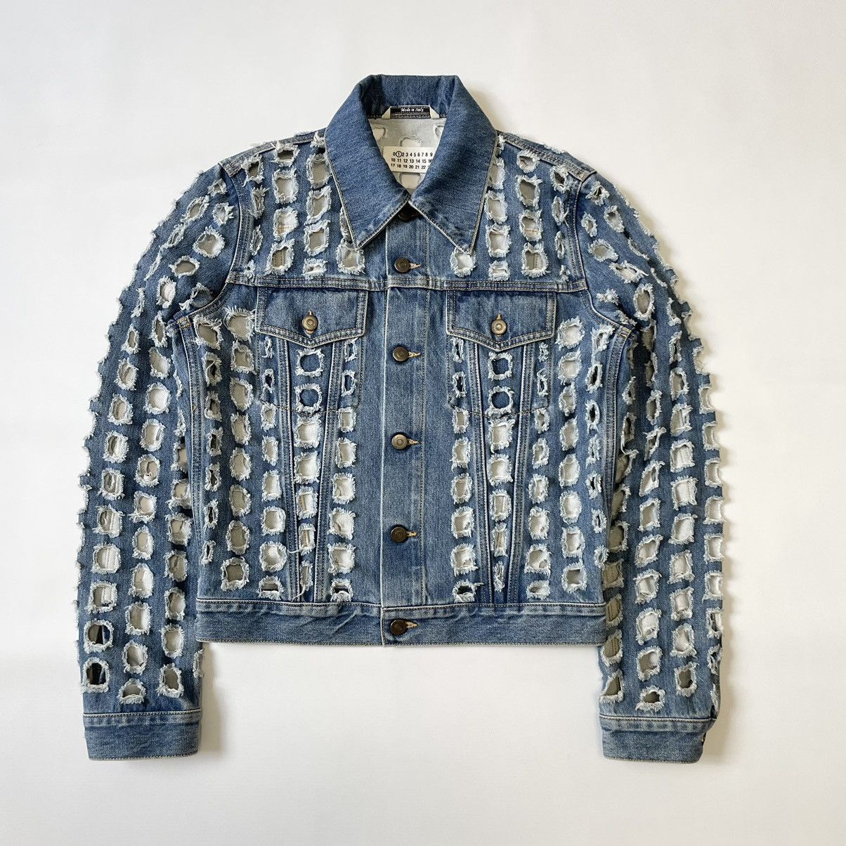 Maison Margiela ‘Laser Hole Cut’ Blue Denim Jacket Size S / US 4 / IT 40 - 1 Thumbnail