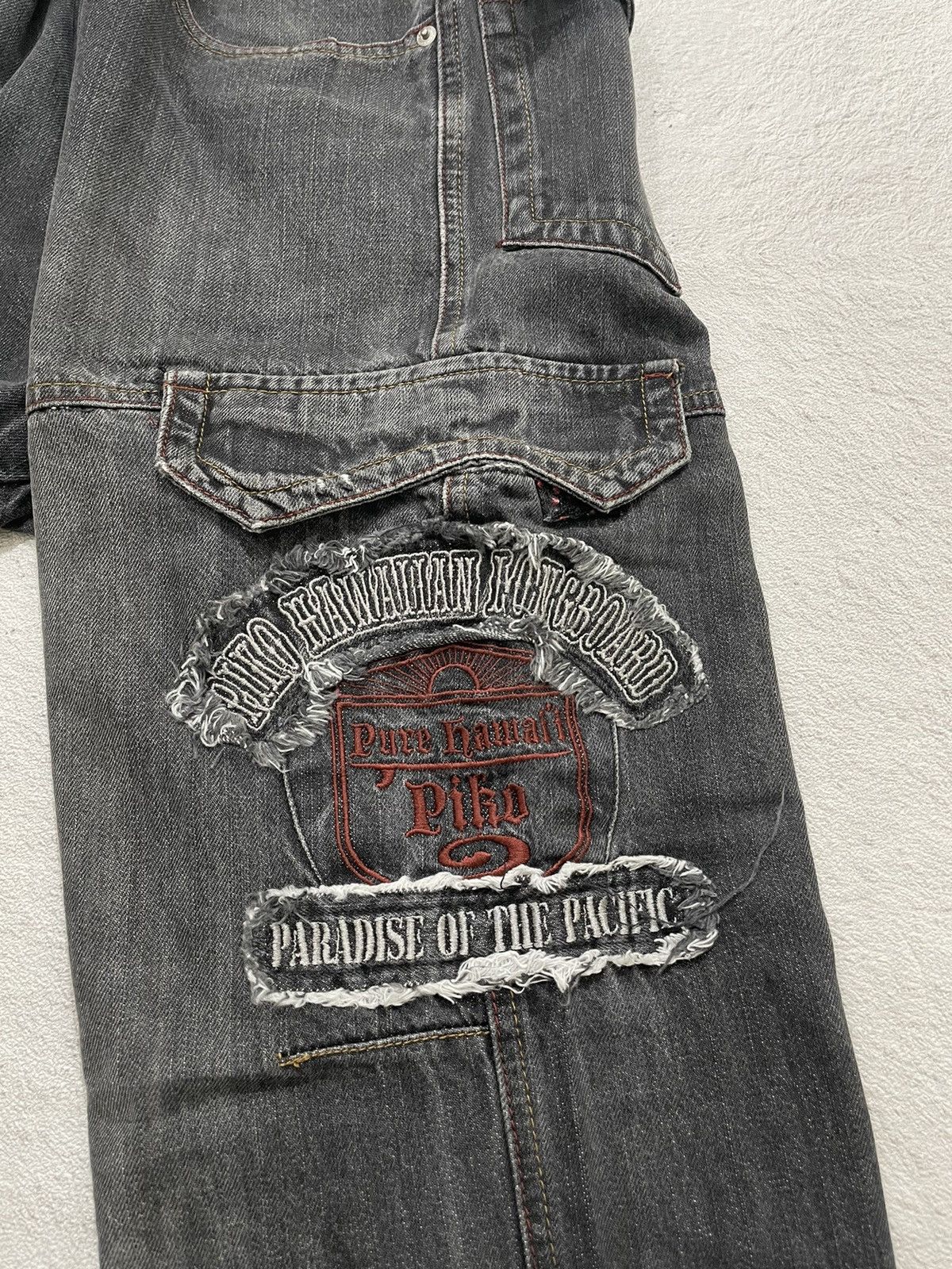 Japanese Brand 2000s Pico Embroidered Cargo Baggy Jeans Size US 32 / EU 48 - 2 Thumbnail