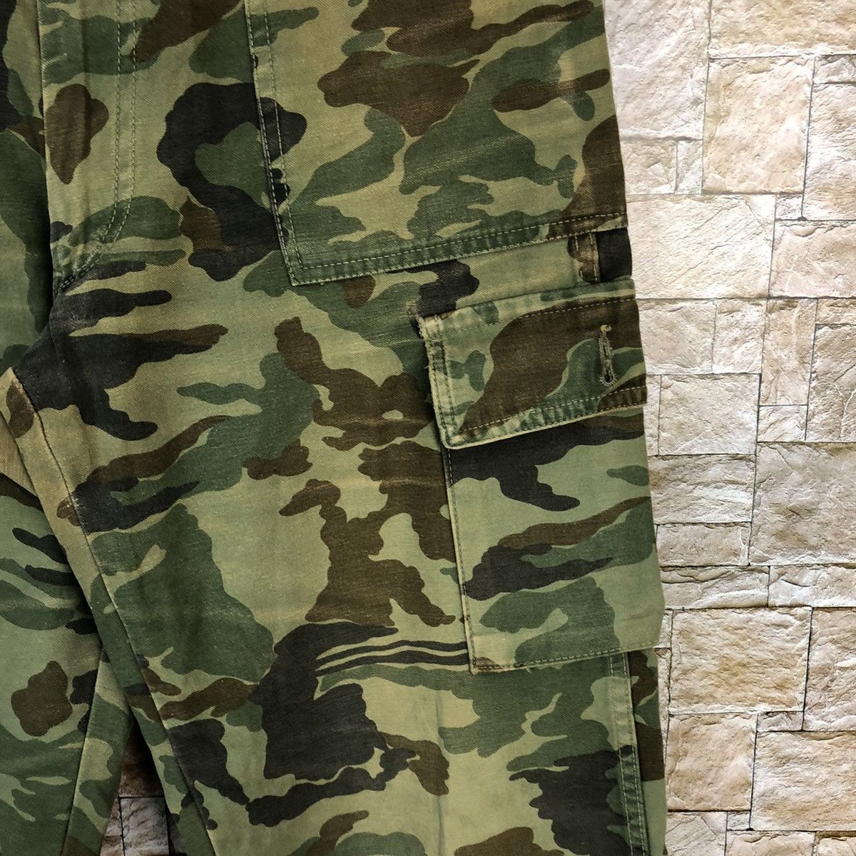 Japanese Brand Even River Green Camo Cargo Multipocket Pants #A625 Size US 31 - 11 Thumbnail