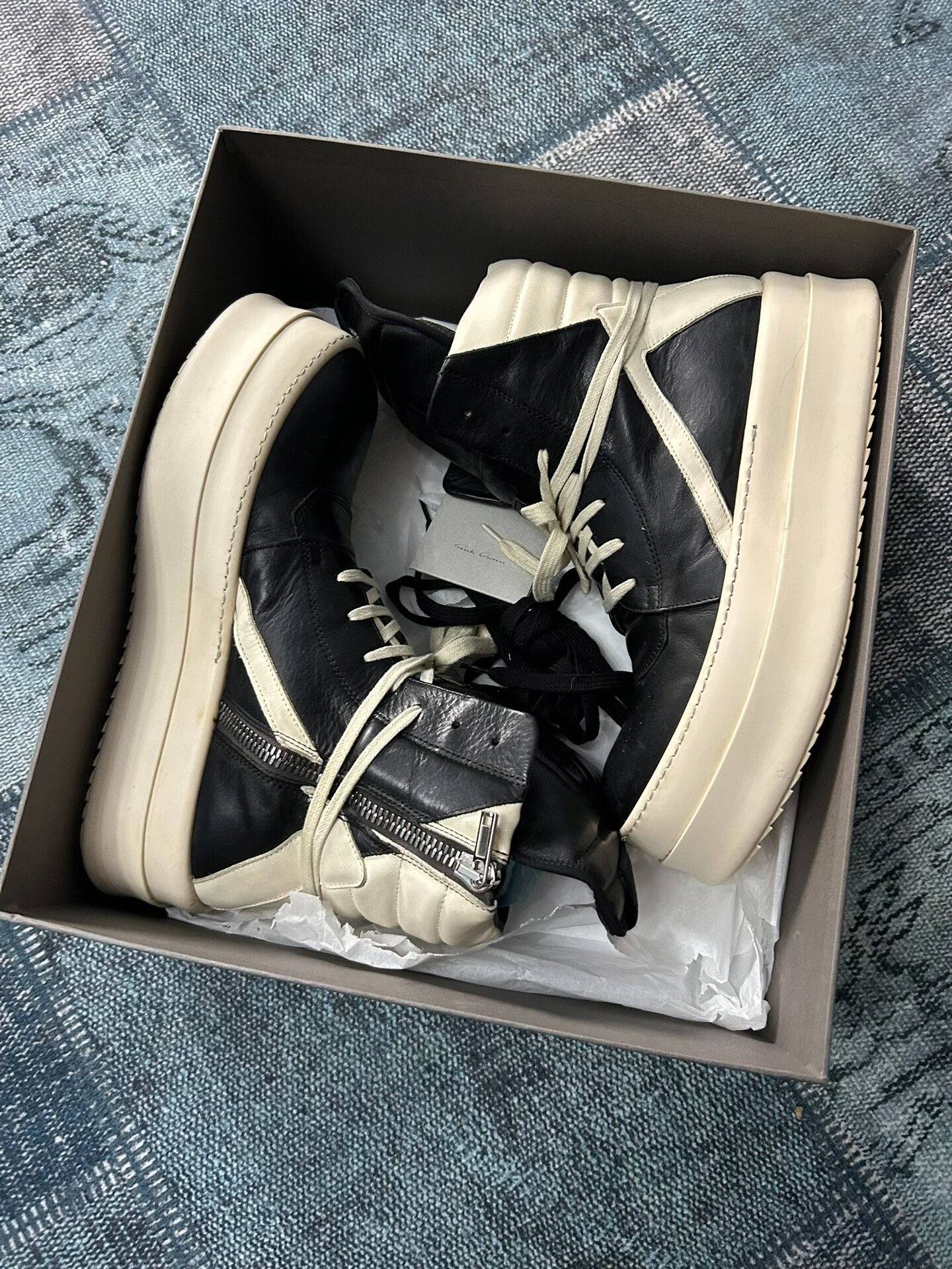 Rick Owens Rick Owens Geobasket FW17 Glitter Black / Cream Size 10
