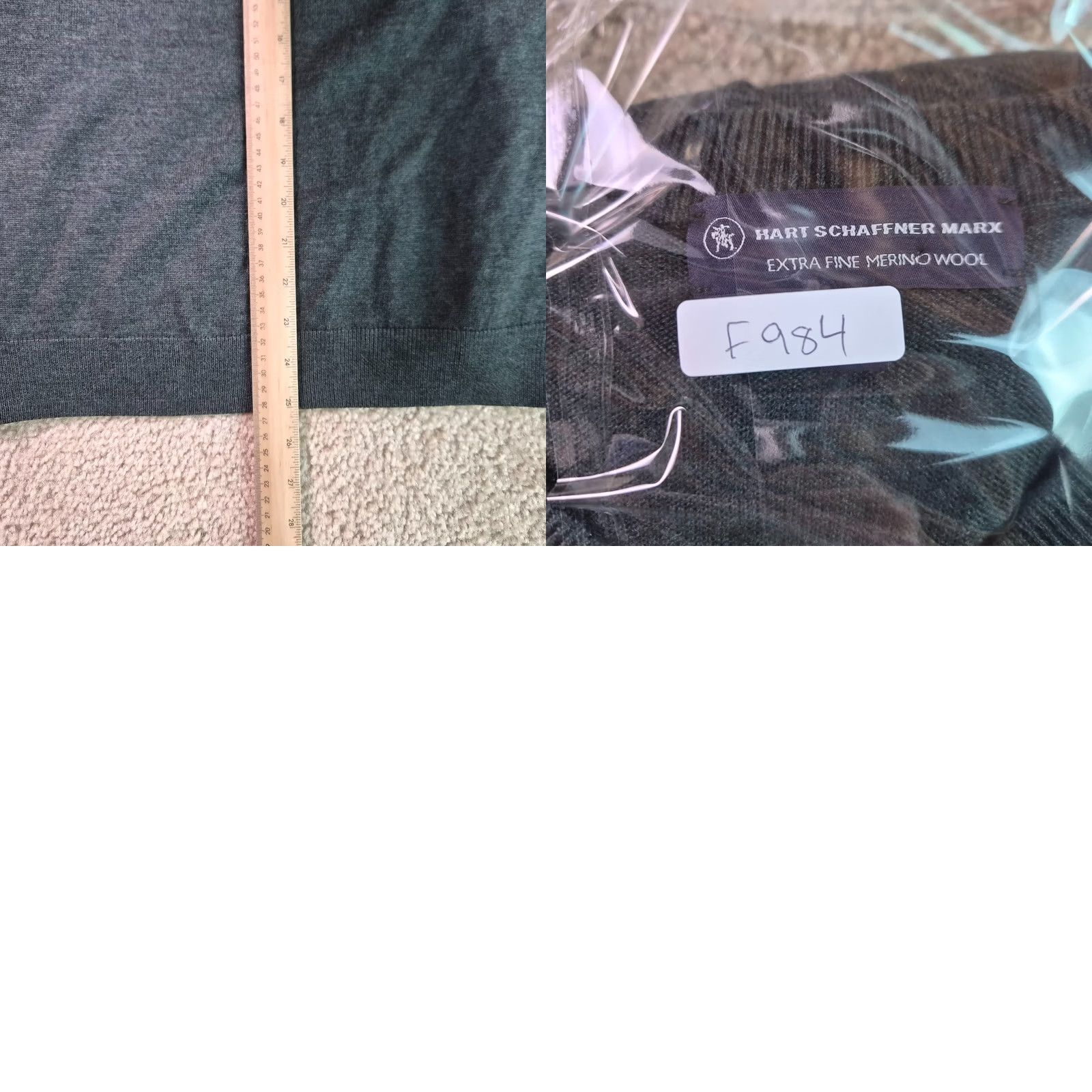 Hart Schaffner Marx Hart Schaffner Marx Mens V Neck Pullover Merino Wool Sweater Size XL Green Size US XL / EU 56 / 4 - 8 Thumbnail