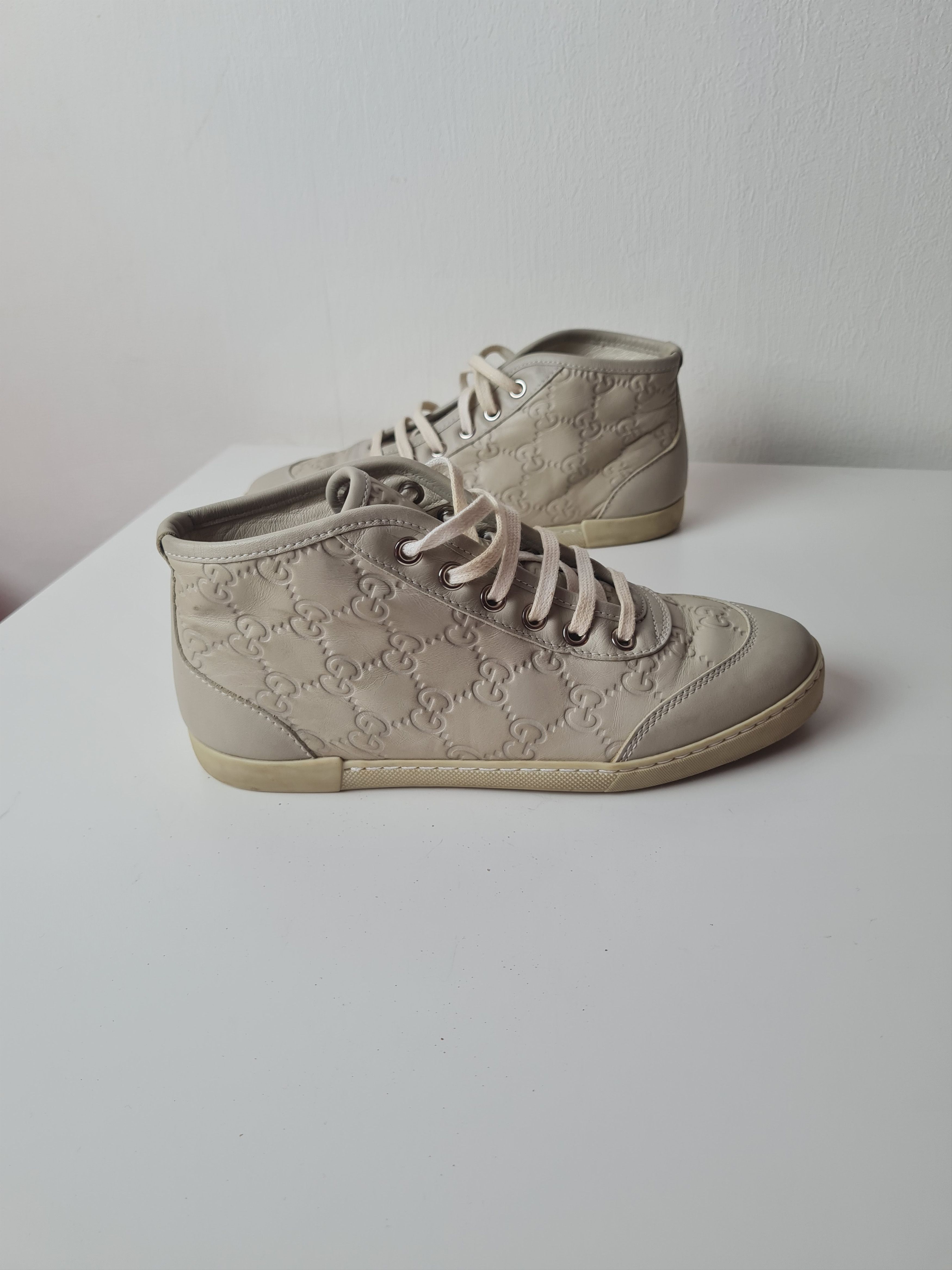 Gucci Vintage GUCCI Microguccissima High Top Sneakers Leather Size US 4 / IT 34 - 9 Thumbnail