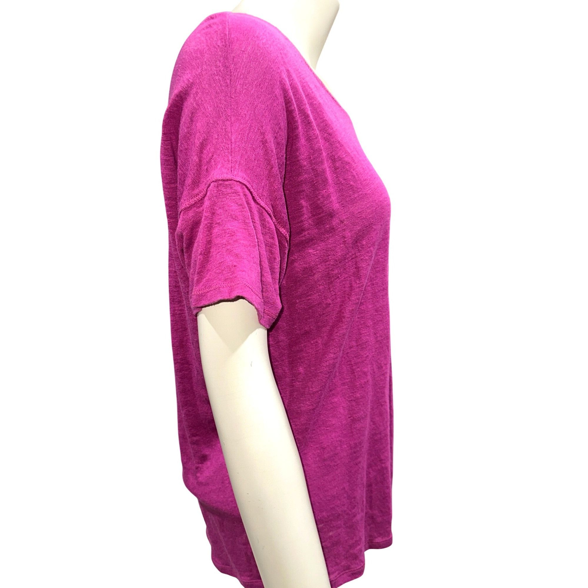 Chicos Chicos Pink Puff Sleeve Slub Tee Top Linen Classic Fit Size Size M / US 6-8 / IT 42-44 - 4 Thumbnail