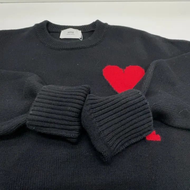AMI AMIPARIS Black Heart Logo Wool Sweater -2507 Size US M / EU 48-50 / 2 - 8 Thumbnail