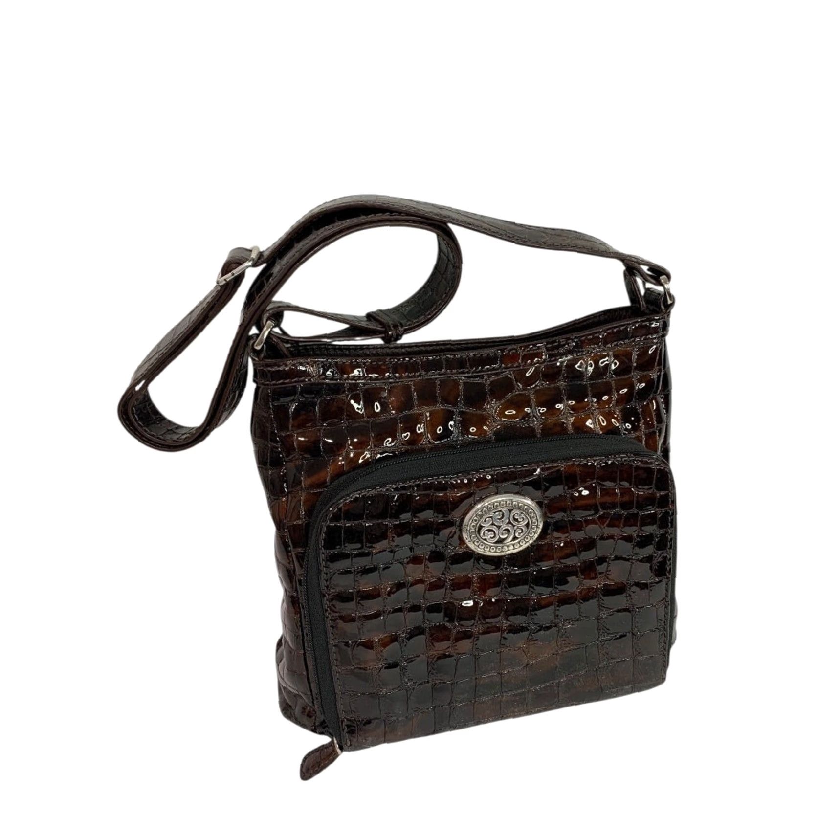 Brighton Brighton Cher Front Wallet Organizer Patent Leather Brown Crossbody Bag Women Size ONE SIZE - 2 Thumbnail