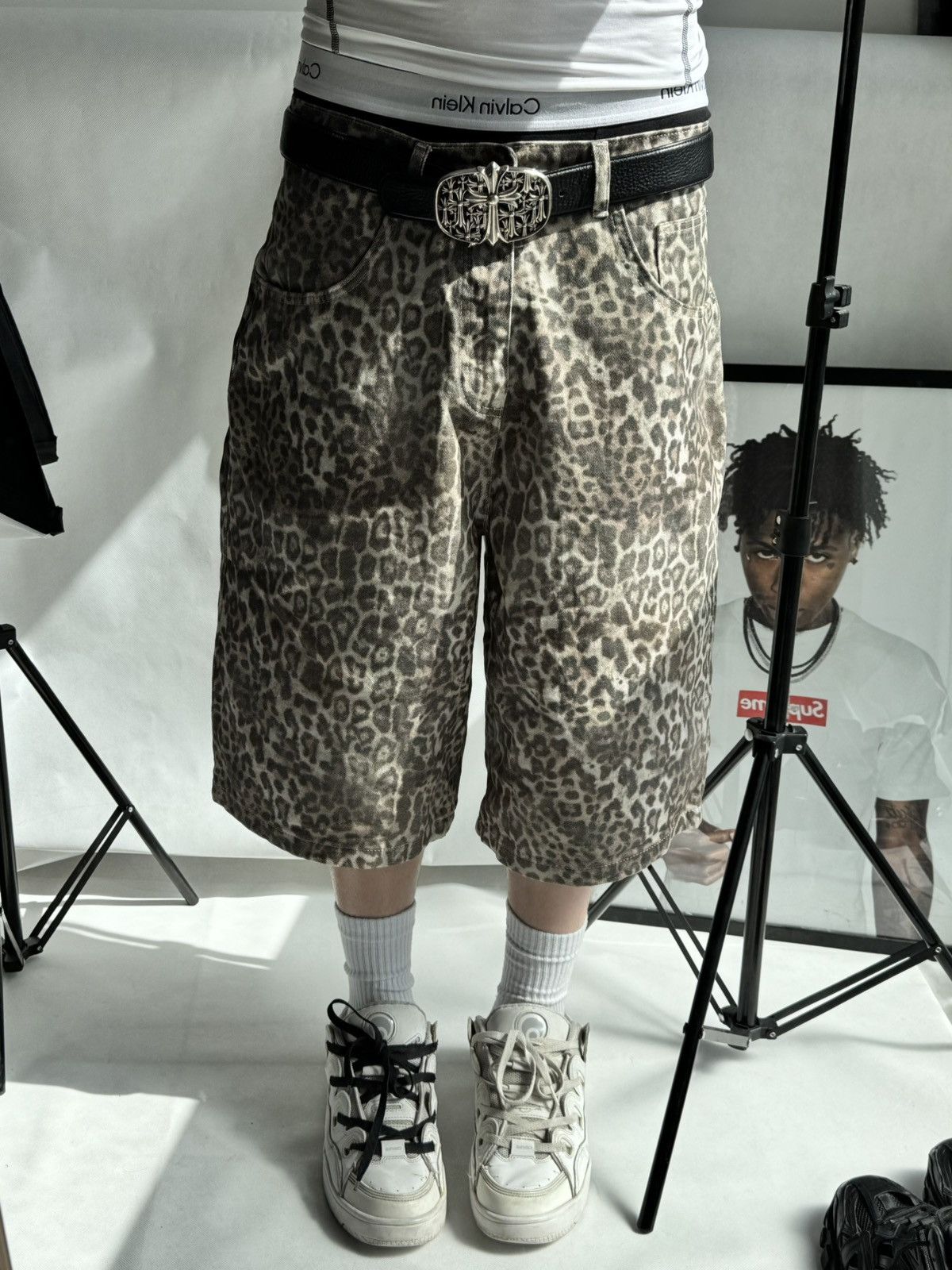 Jaded London Jaded London Washed Black Cadet Camo Baggy Shorts