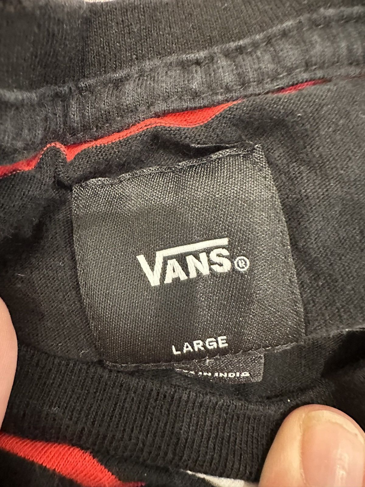 Vans × Vintage Black/Red Striped Vans T-Shirt Size US L / EU 52-54 / 3 - 2 Thumbnail