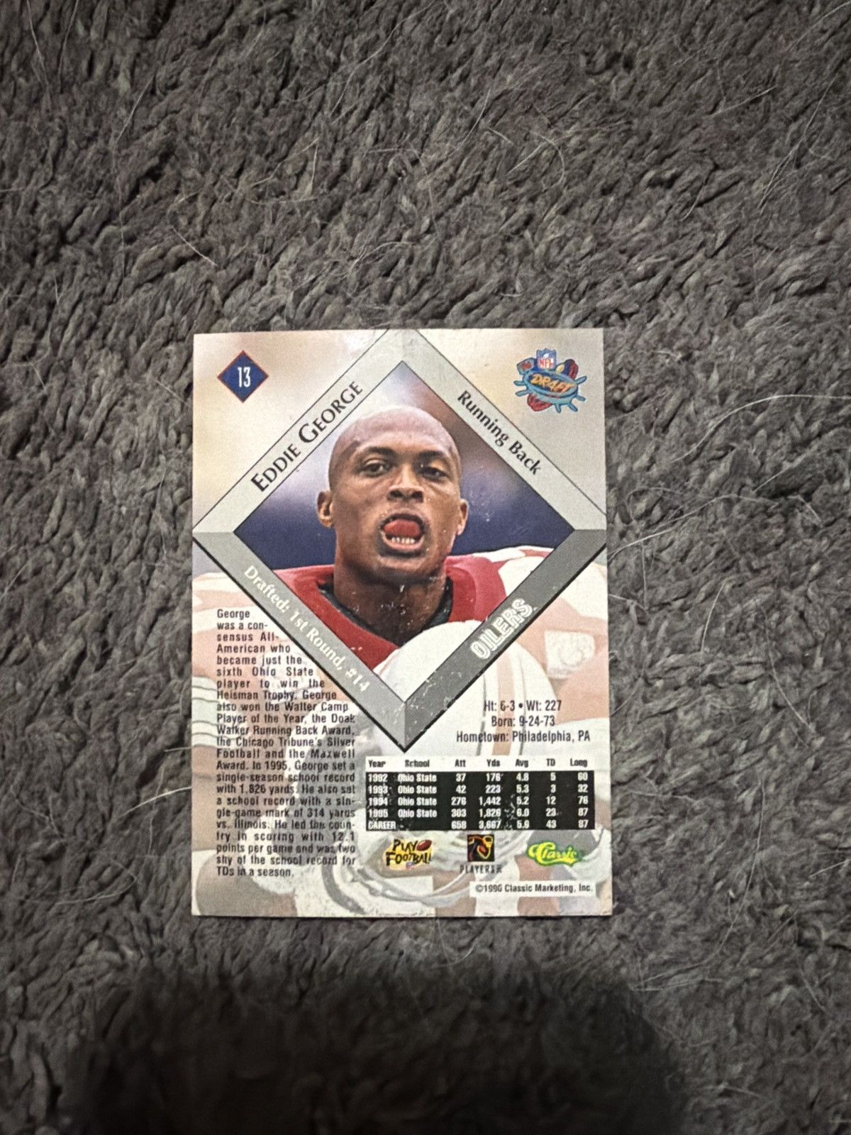 NFL 1996 Classic #13 Eddie George Card Size ONE SIZE - 2 Thumbnail