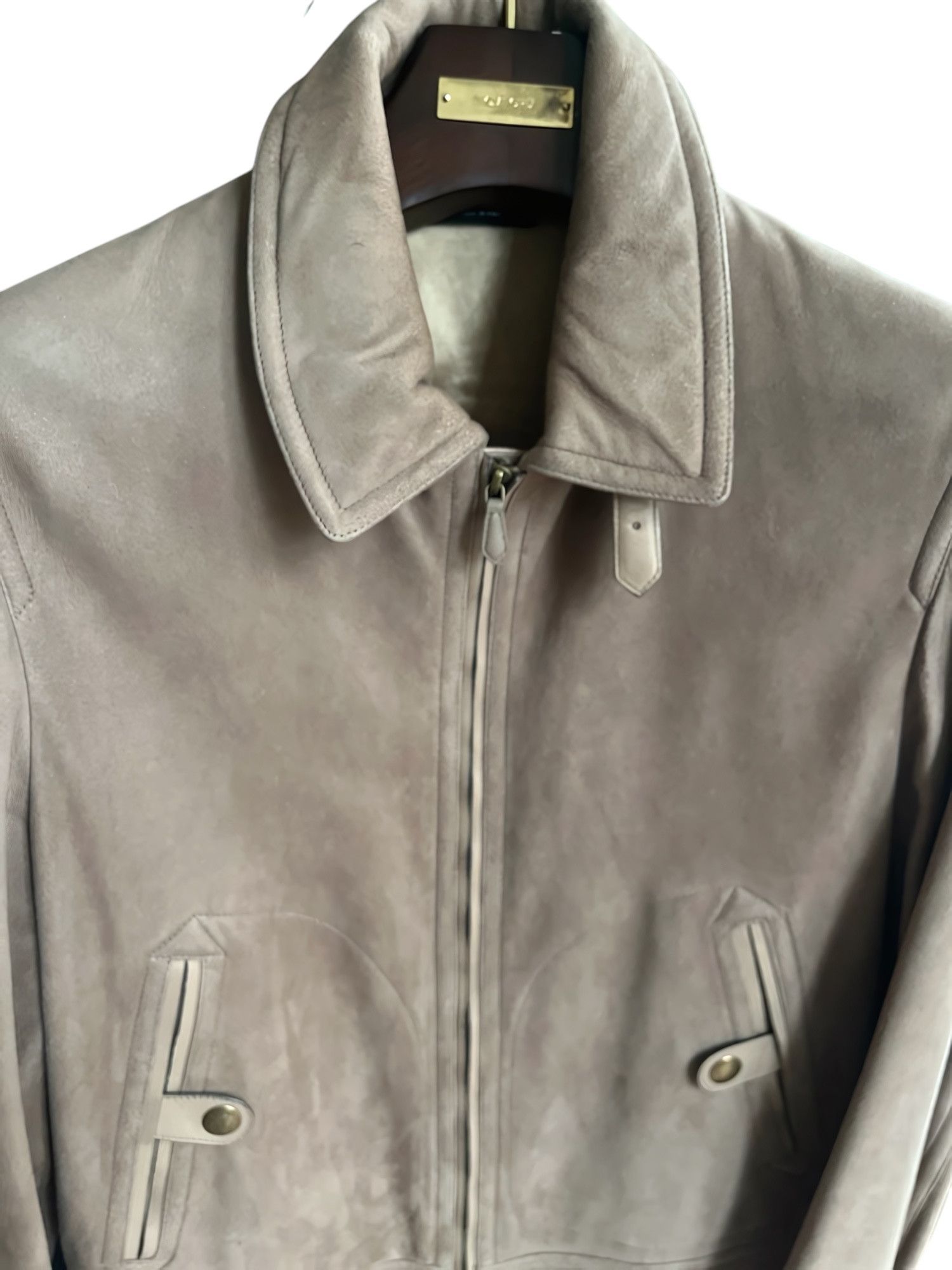 Tom Ford SUEDE CASHMERE LAMBSKIN LEATHER BIKER JACKET Size US L / EU 52-54 / 3 - 3 Thumbnail