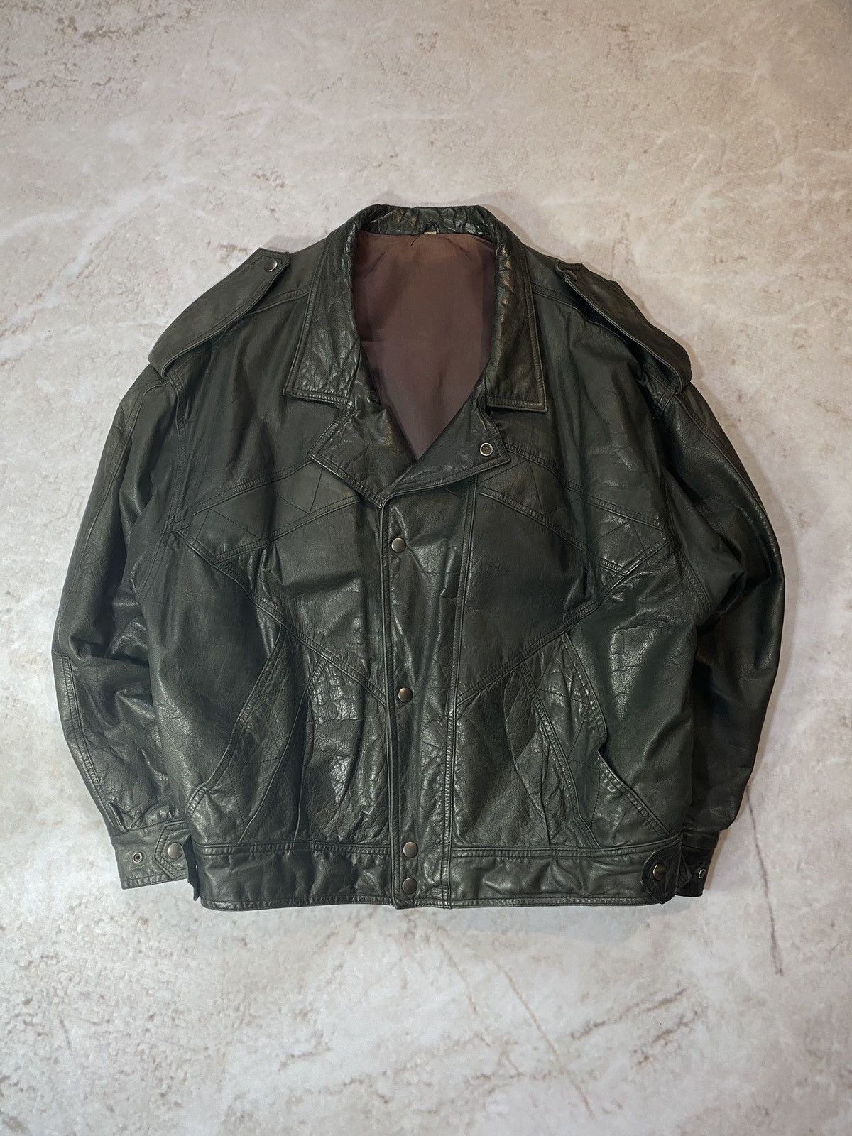 Genuine Leather × Vintage VINTAGE BIKER MOTO BLACK 90s LEATHER JACKET Size US L / EU 52-54 / 3 - 1 Thumbnail