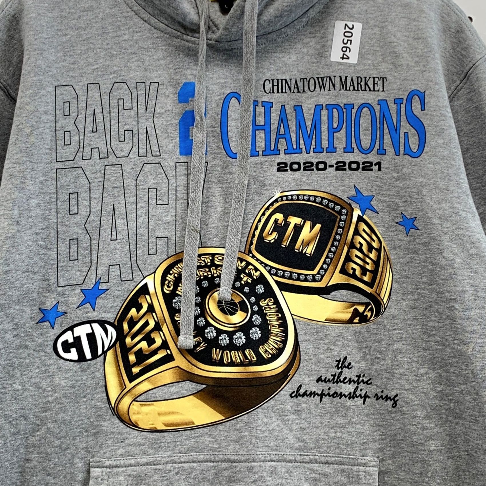 Vintage Chinatown Market Hooded Pullover Sweatshirt Gray Mens L Rings Champions 24x31 Size US L / EU 52-54 / 3 - 7 Thumbnail