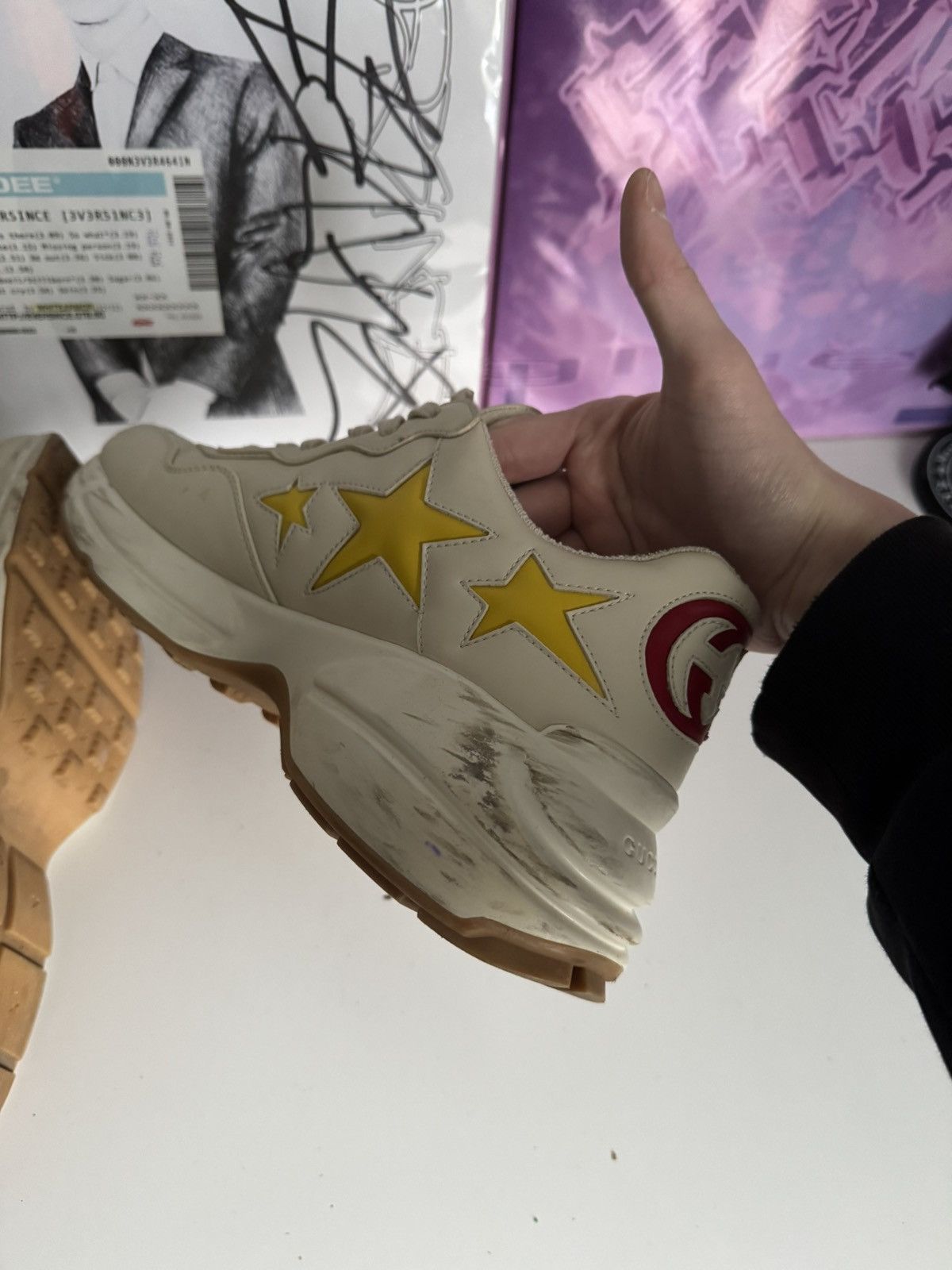 Gucci Gucci Rhyton Star Leather Sneakers Cream Yellow Luxury Size US 8.5 / EU 41-42 - 10 Thumbnail
